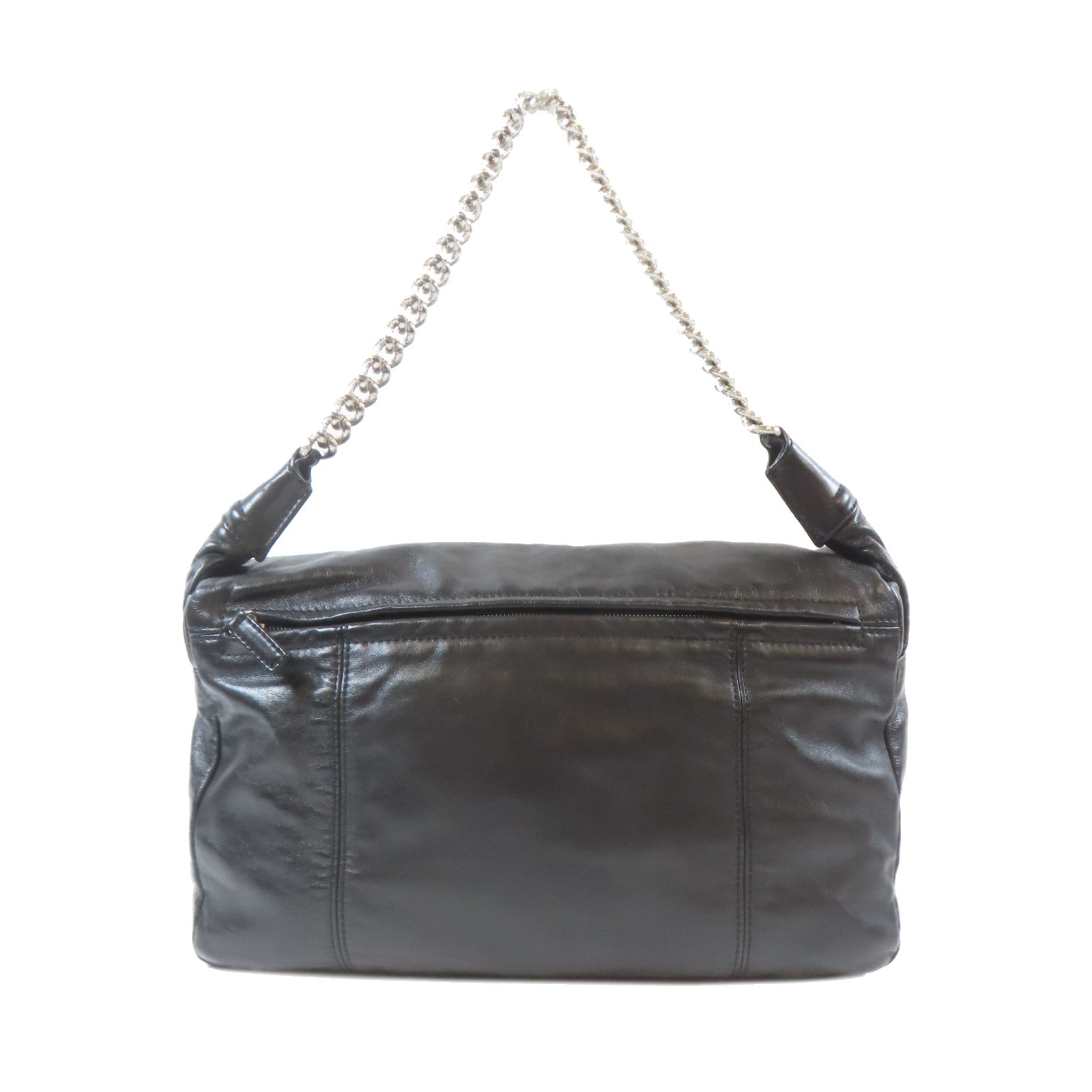 CHANEL 牛皮皮革Shoulder Bag金扣鏈帶肩背袋黑色