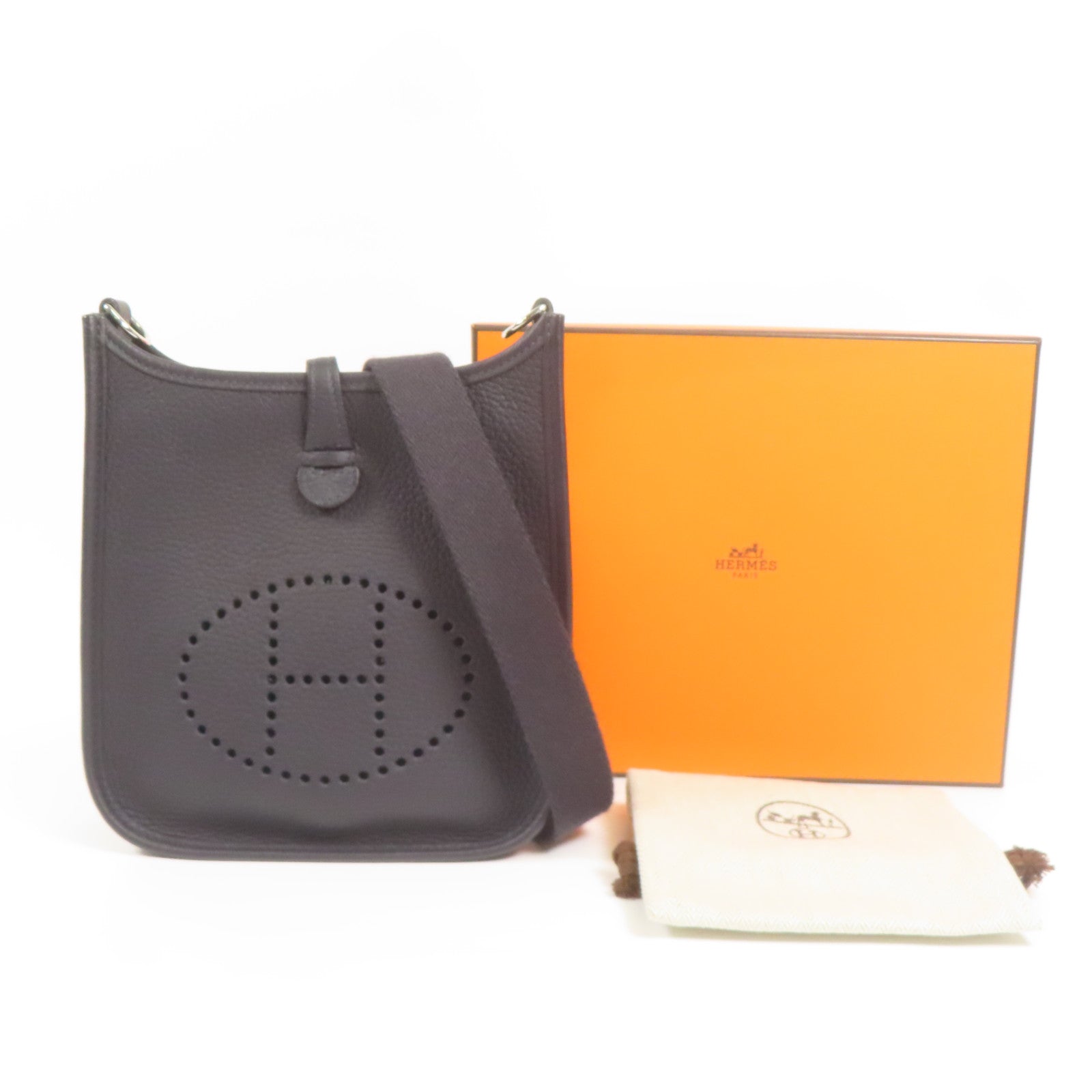 HERMES Clemence皮革Evelyne TPM銀扣肩背袋