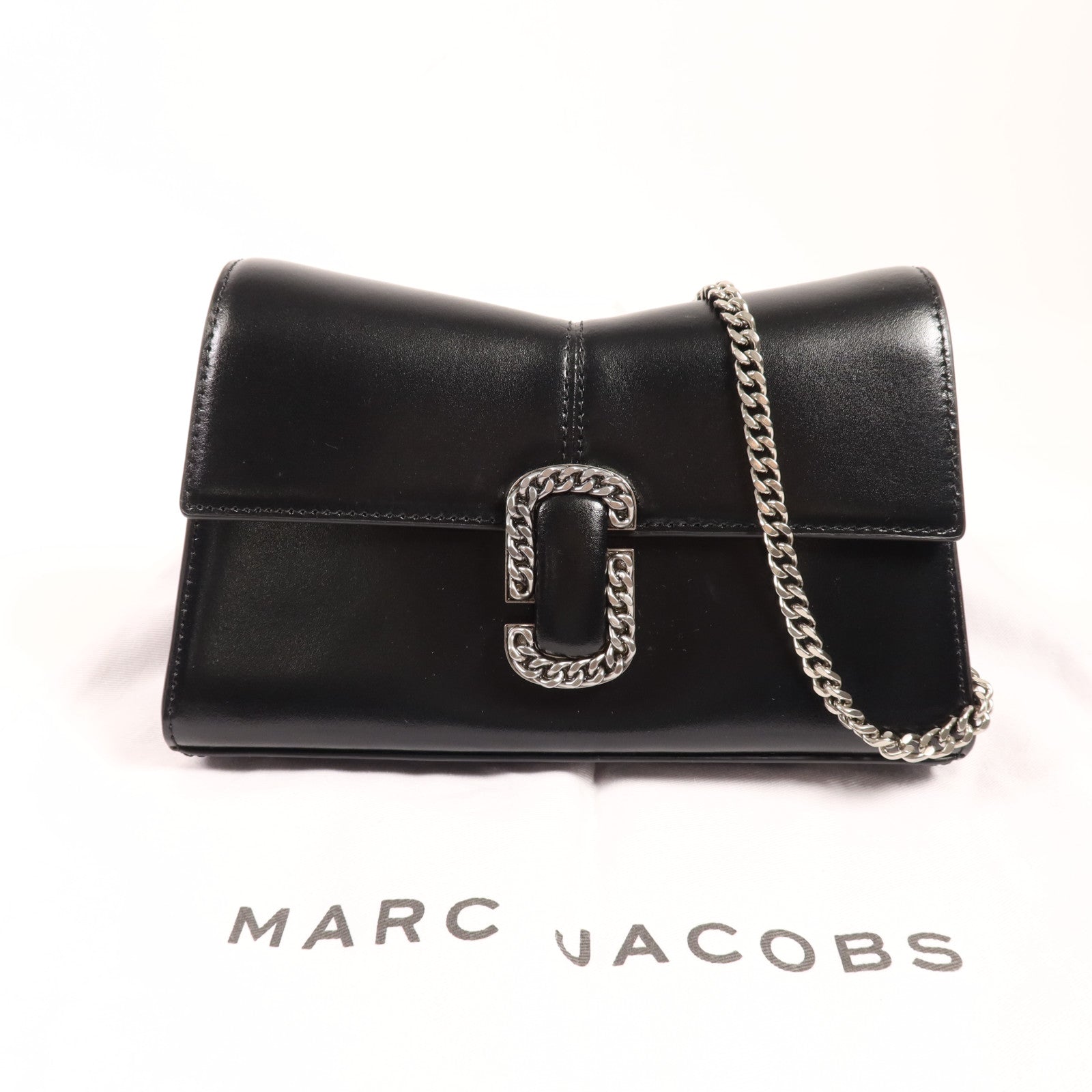 MARC JACOBS 牛皮皮革Chain Shoulder銀扣鏈帶肩背袋