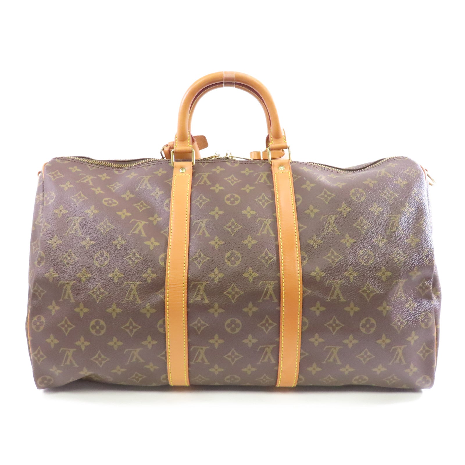 LOUIS VUITTON Monogram Keepall Bandouliere 50金扣波士顿包手挽肩背兩用袋棕色