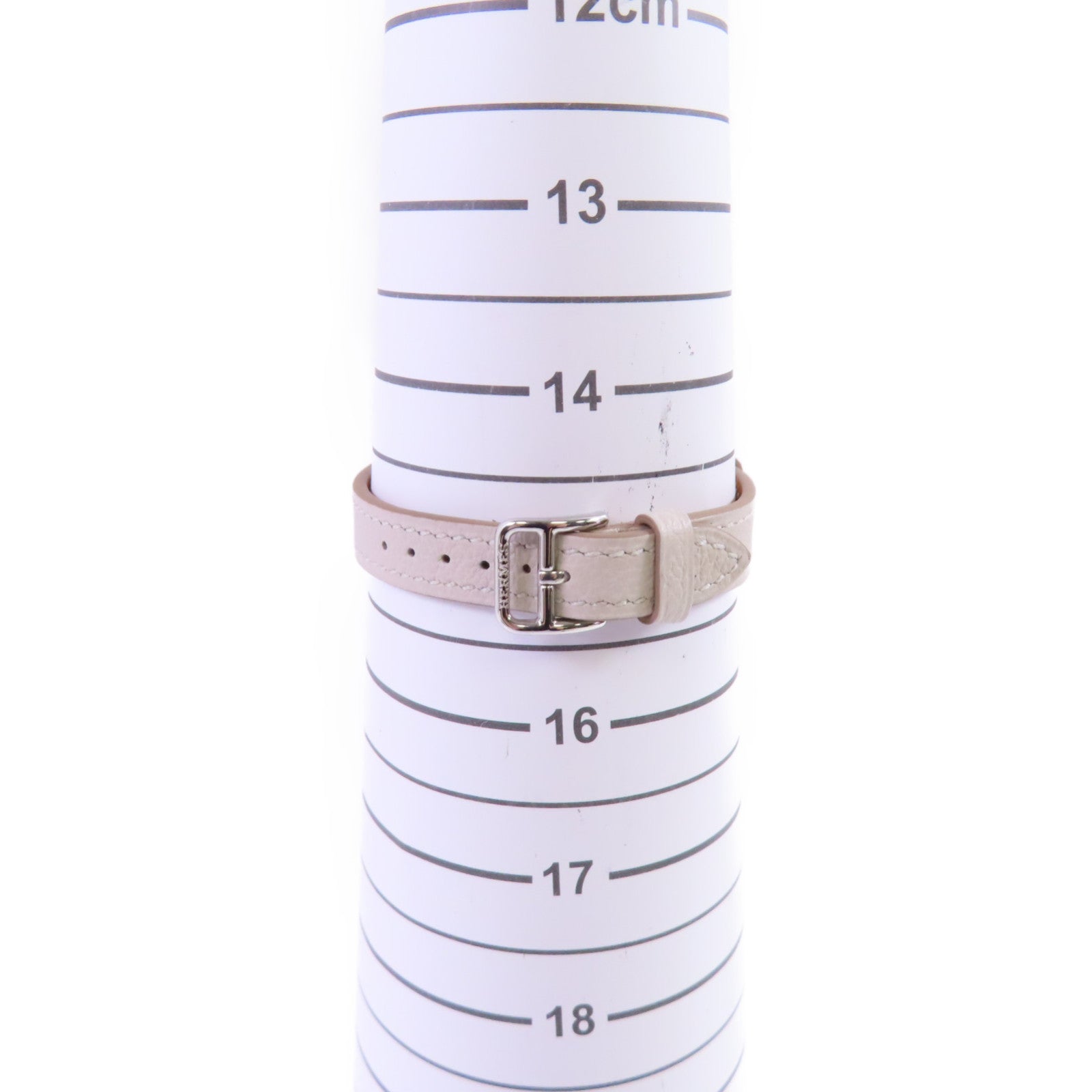 HERMES Heure H Mini Watch不鏽鋼/皮帶石英手錶杏色
