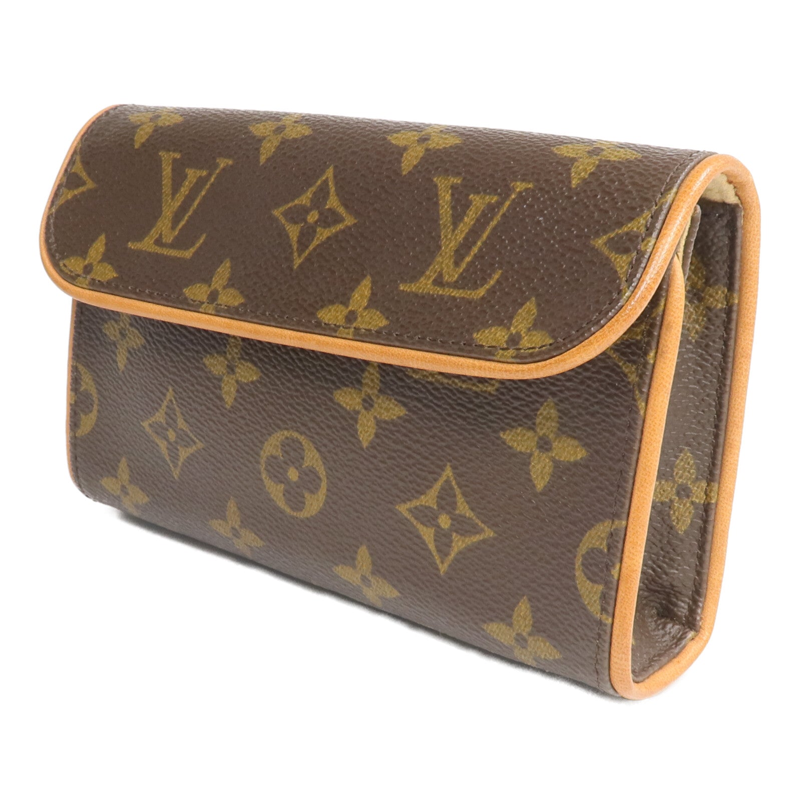LOUIS VUITTON Monogram Pochette Florentine金扣腰包棕色