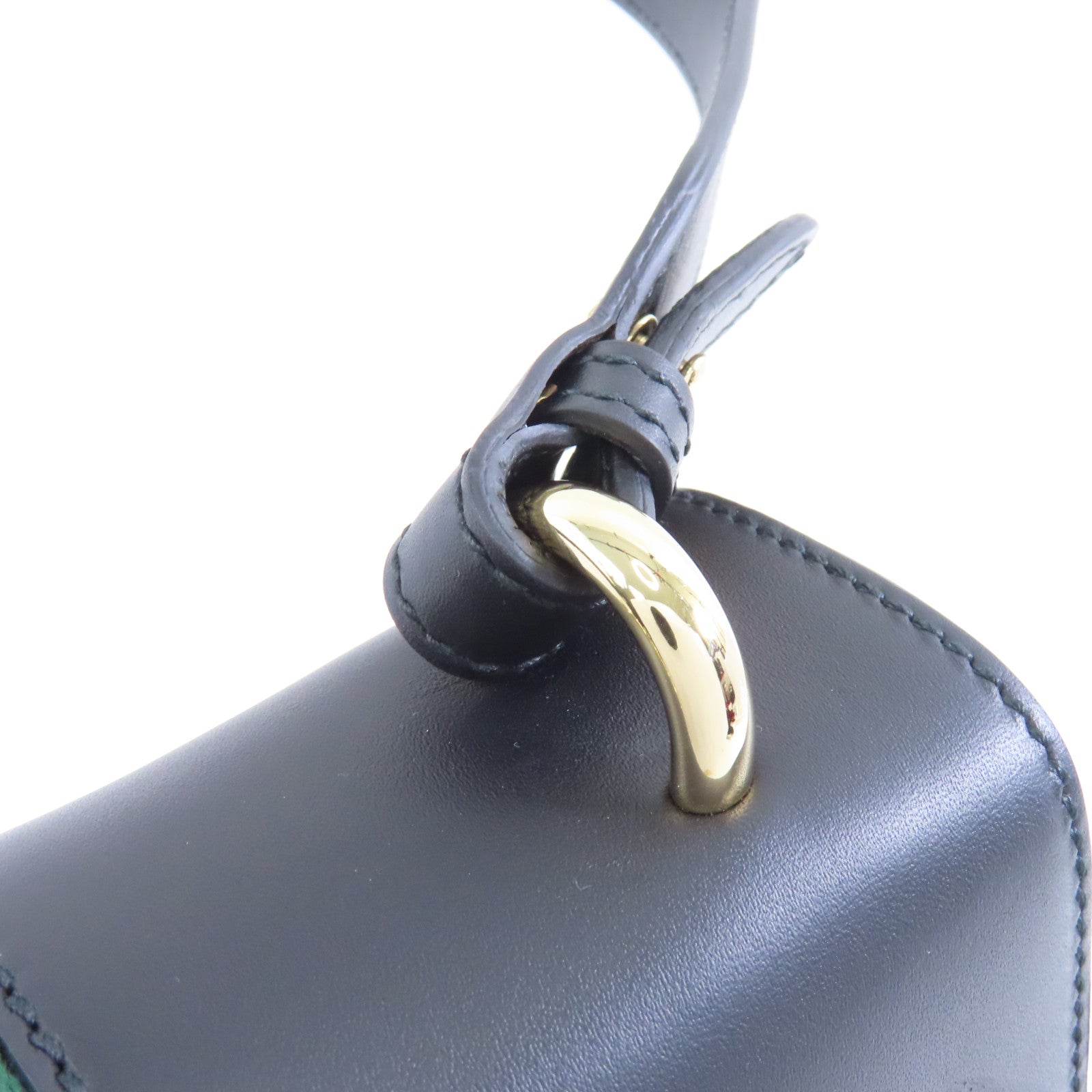 GUCCI 【激減優惠】牛皮皮革Sylvia金扣肩背袋黑色