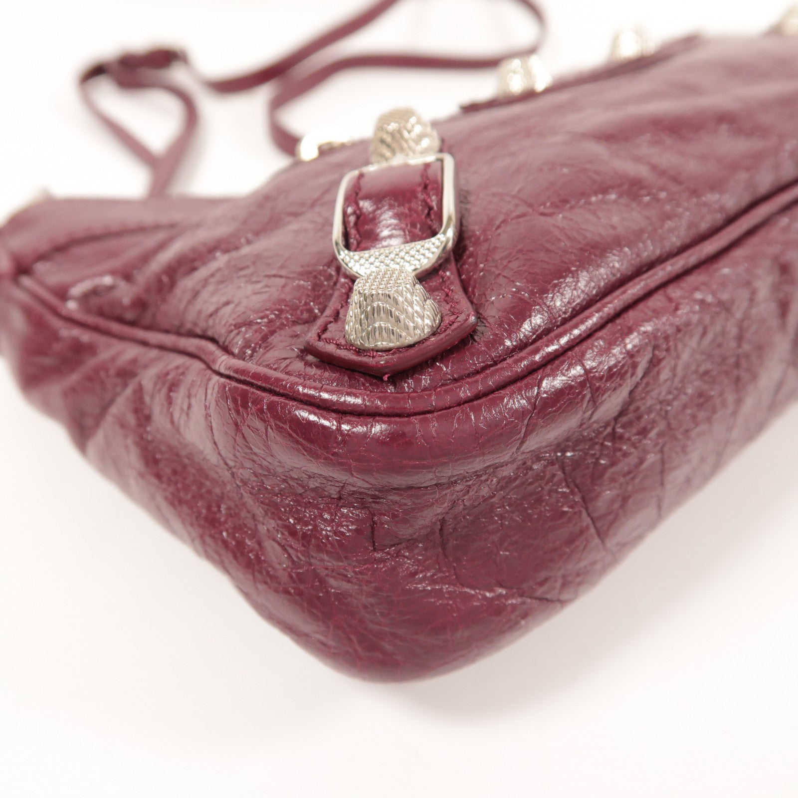 BALENCIAGA 牛皮皮革Giant Hip銀扣肩背袋