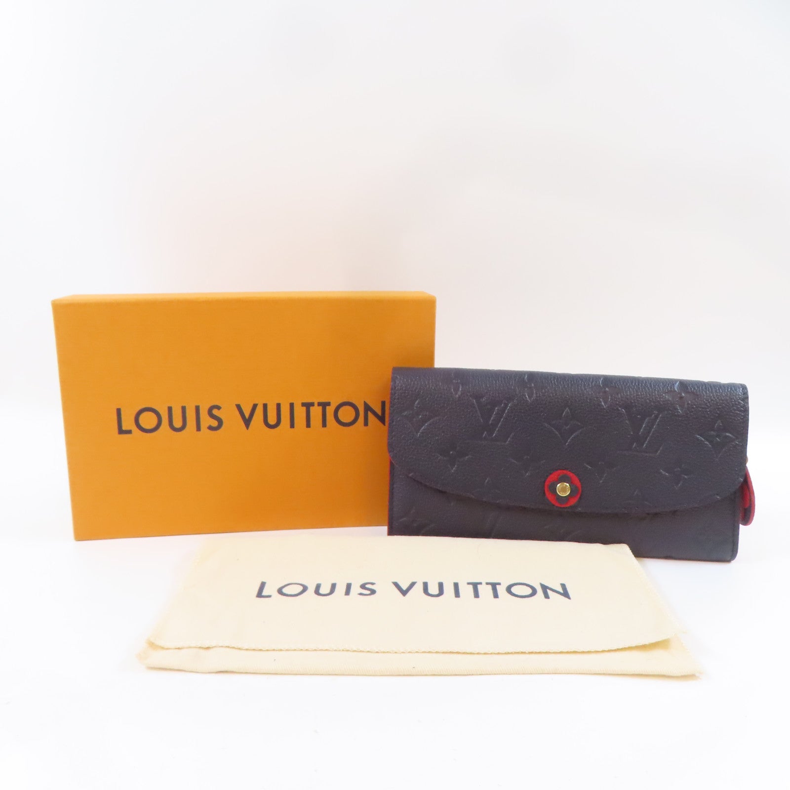 LOUIS VUITTON Monogram Empreinte Emilie金扣長錢包藍色/紅色