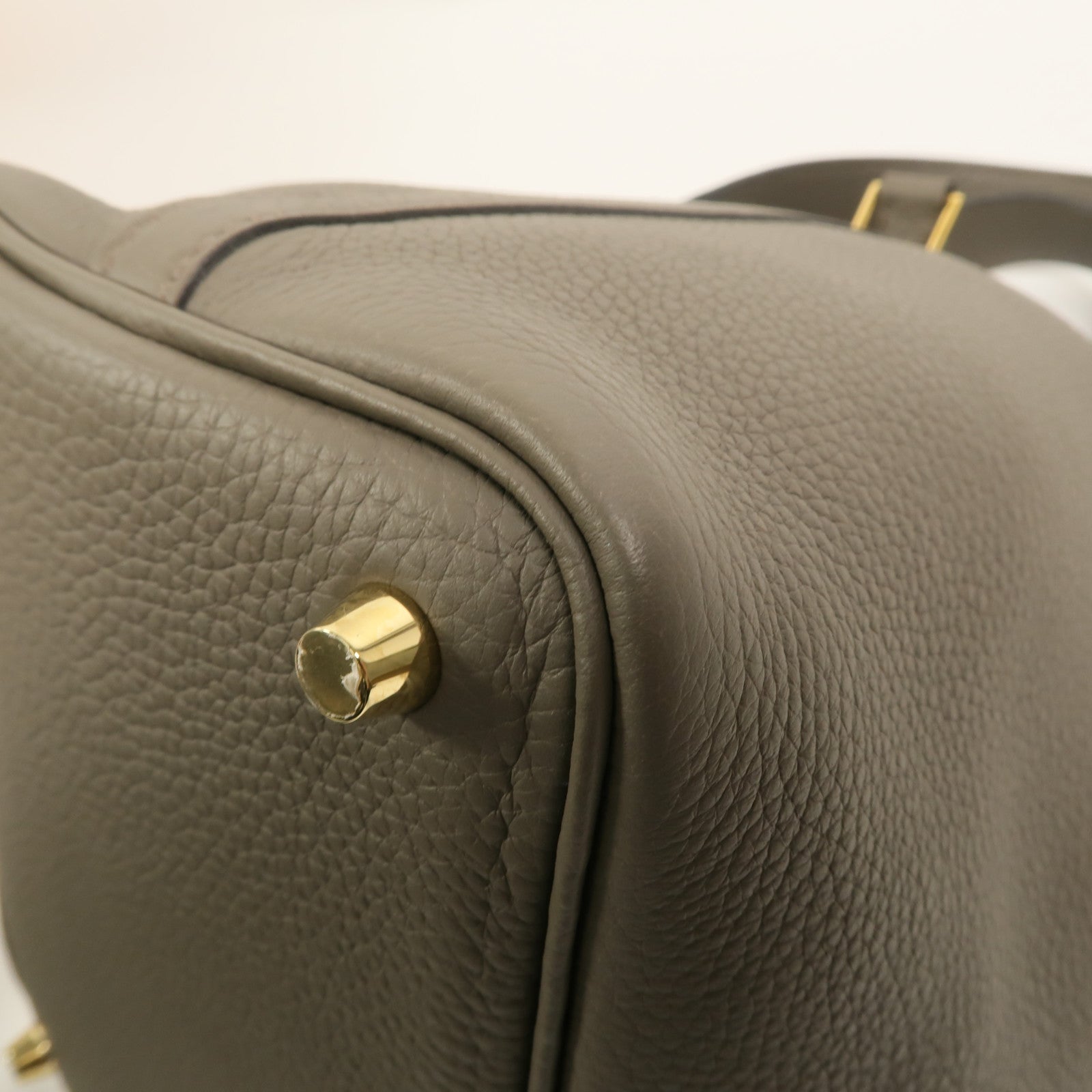 HERMES Clemence皮革Picotin PM手挽袋Etain