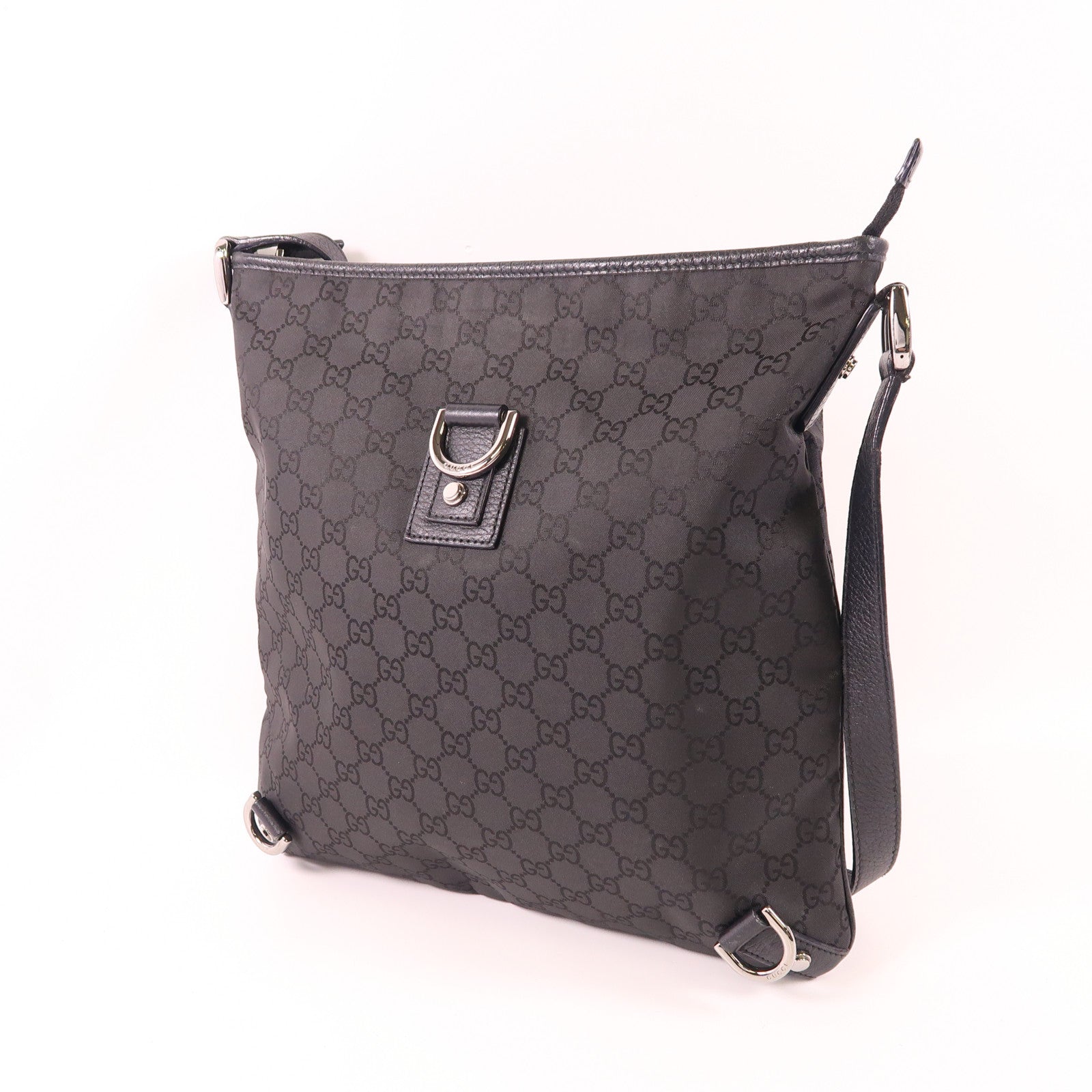 GUCCI 帆布Shoulder Bag銀扣肩背袋