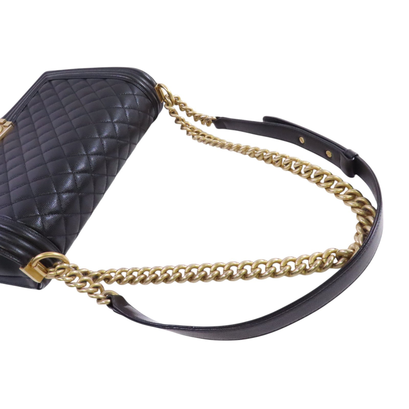 CHANEL 牛皮皮革Boy Chanel金扣鏈帶肩背袋