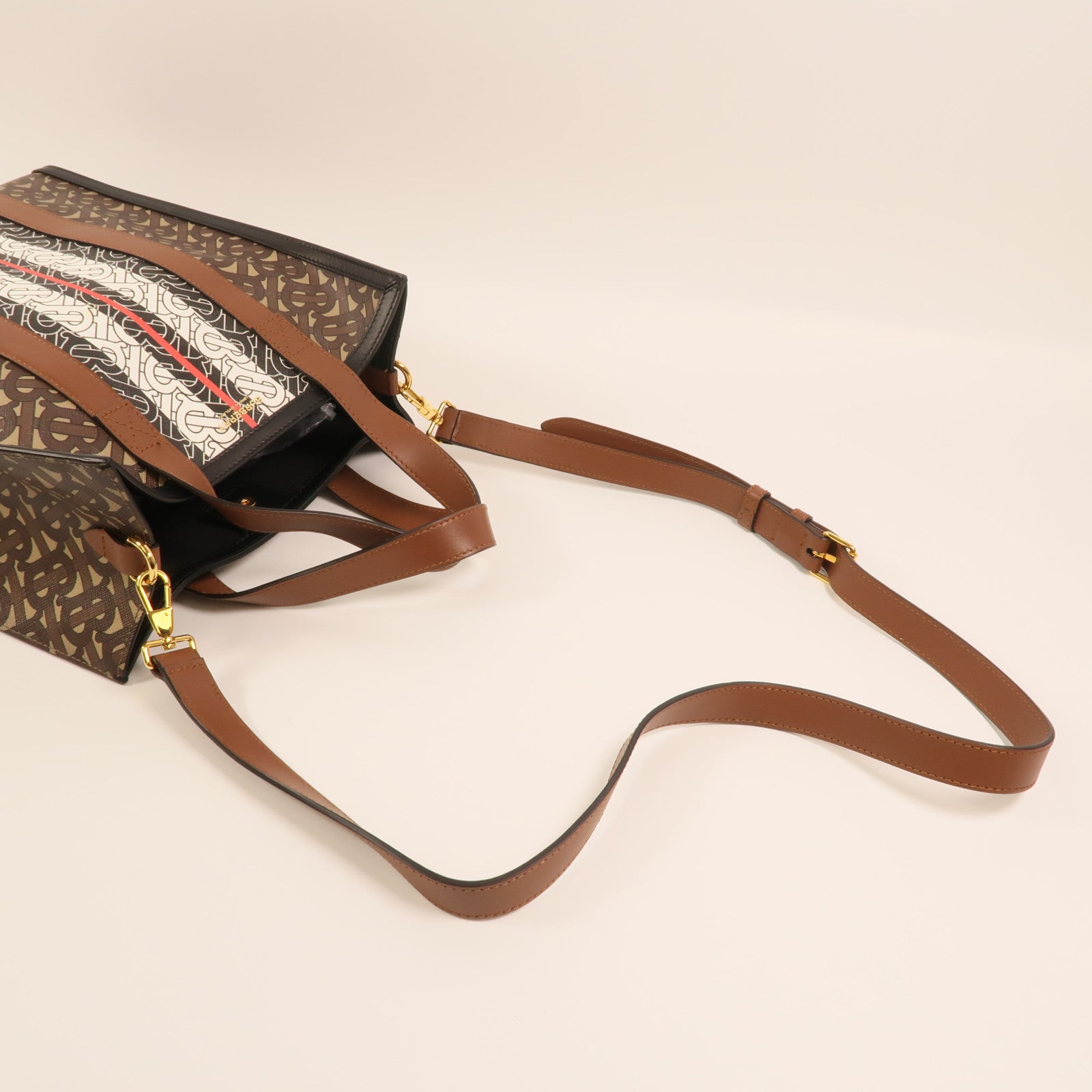 BURBERRY 塗層帆布2 Way Shoulder金扣手挽肩背兩用袋