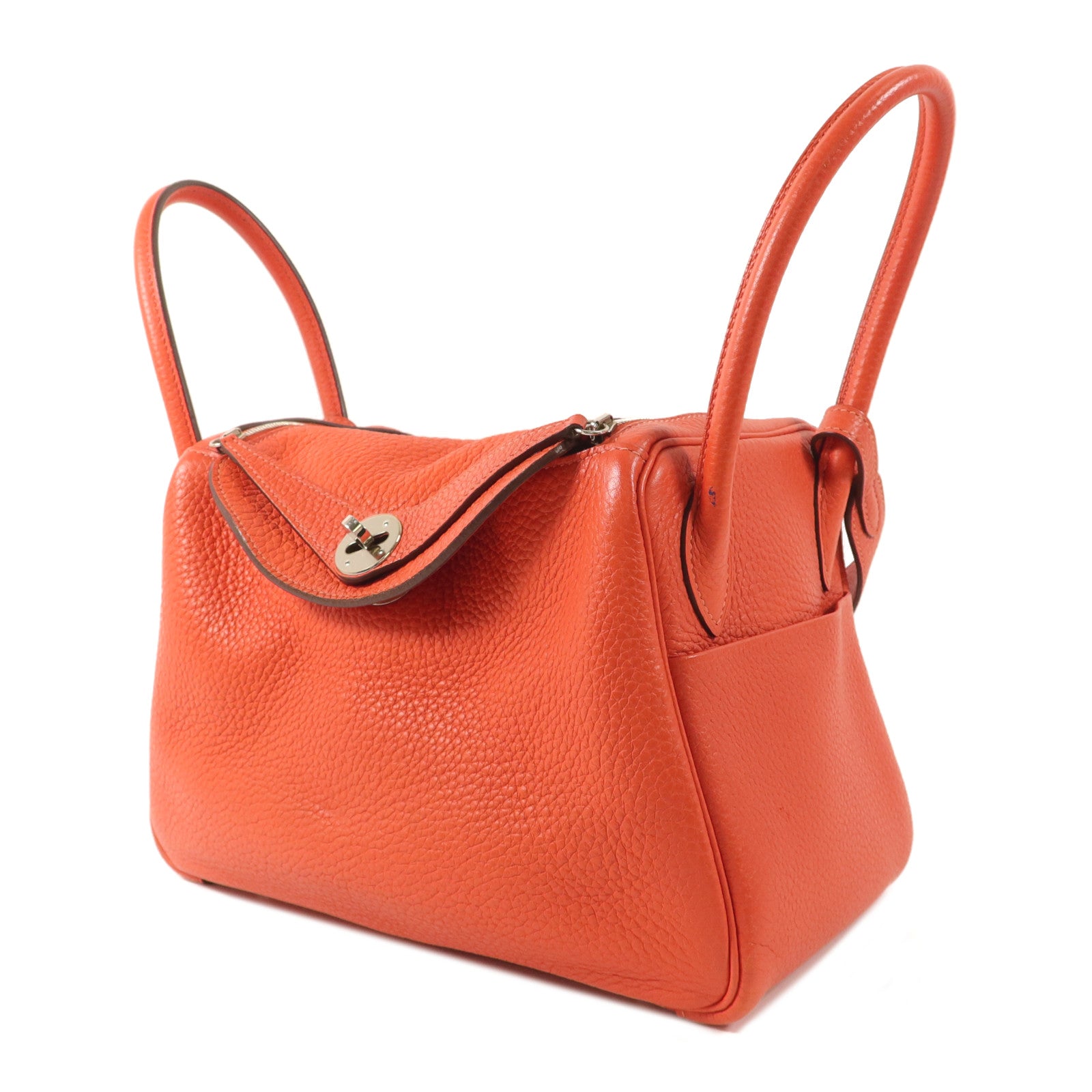 HERMES Clemence皮革Lindy 26手挽肩背兩用袋Orange Poppy