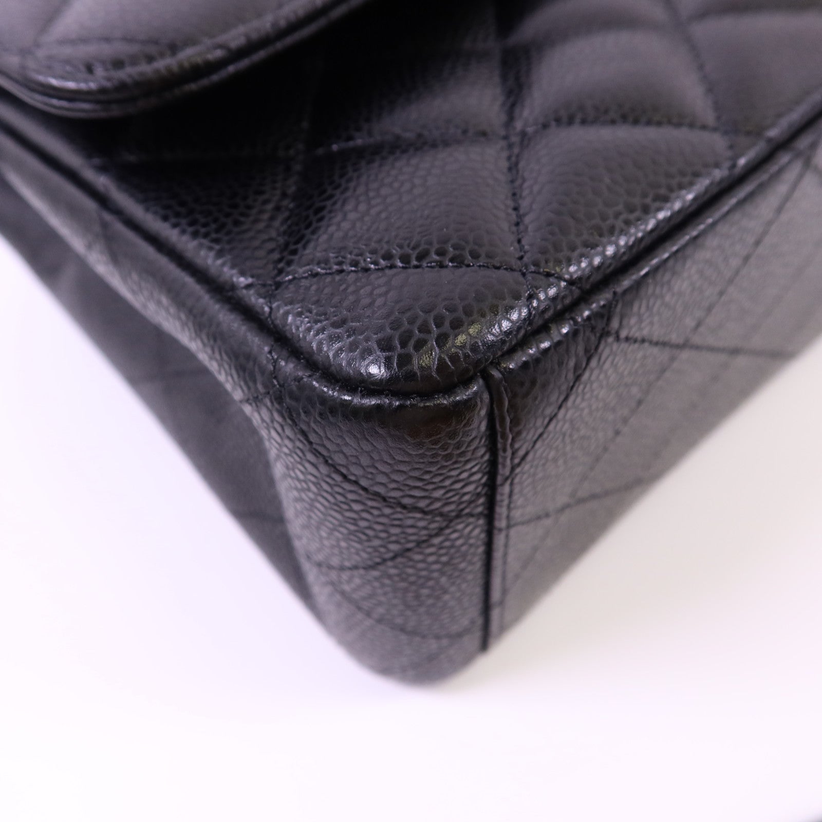 CHANEL 牛皮皮革Maxi Classic銀扣鏈帶肩背袋