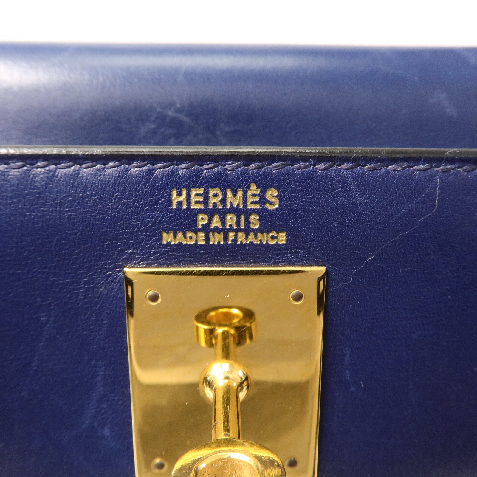 HERMES Box皮革Kelly 32手挽肩背兩用袋Blue