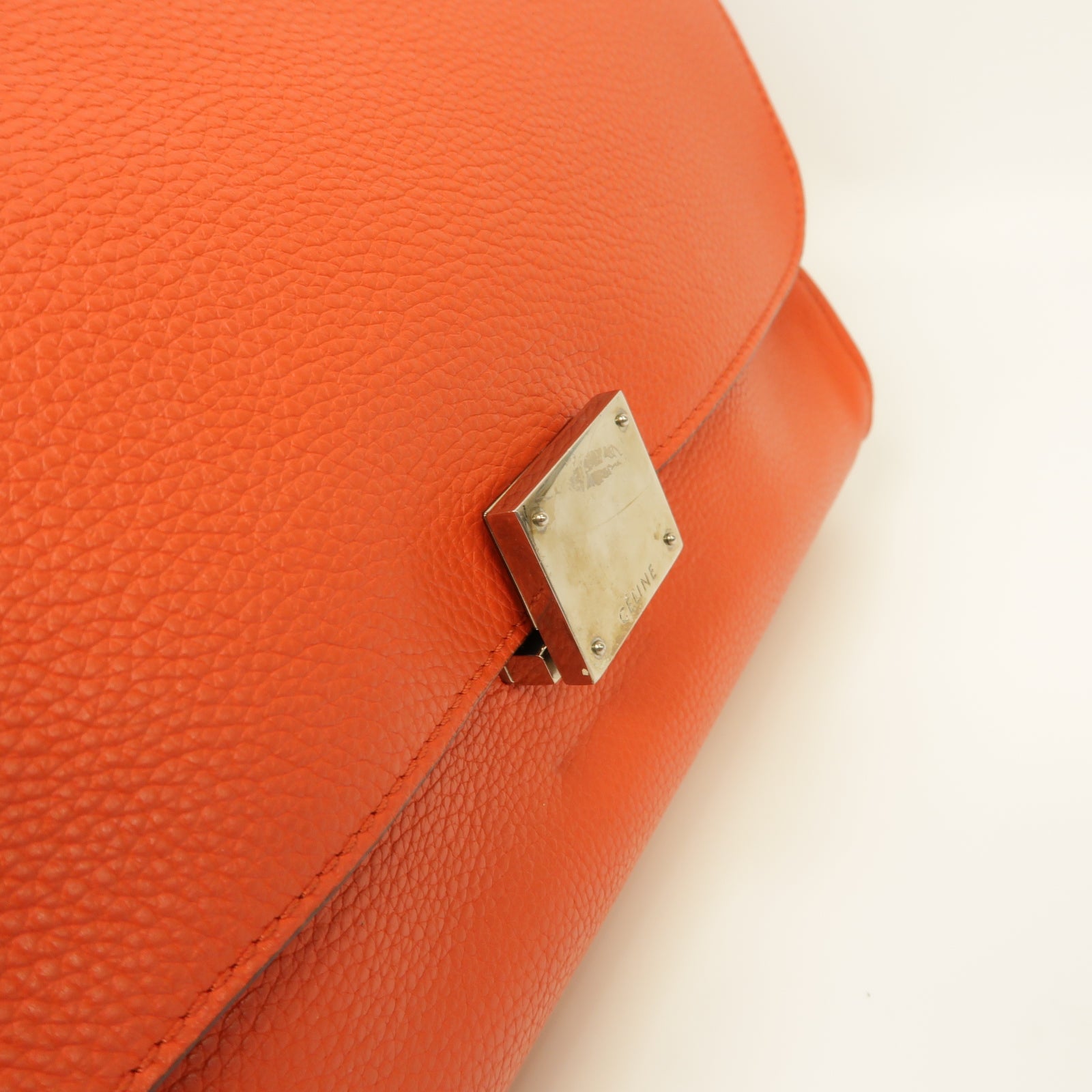 CELINE 【激減優惠】牛皮皮革Trapeze銀扣手挽肩背兩用袋紅色