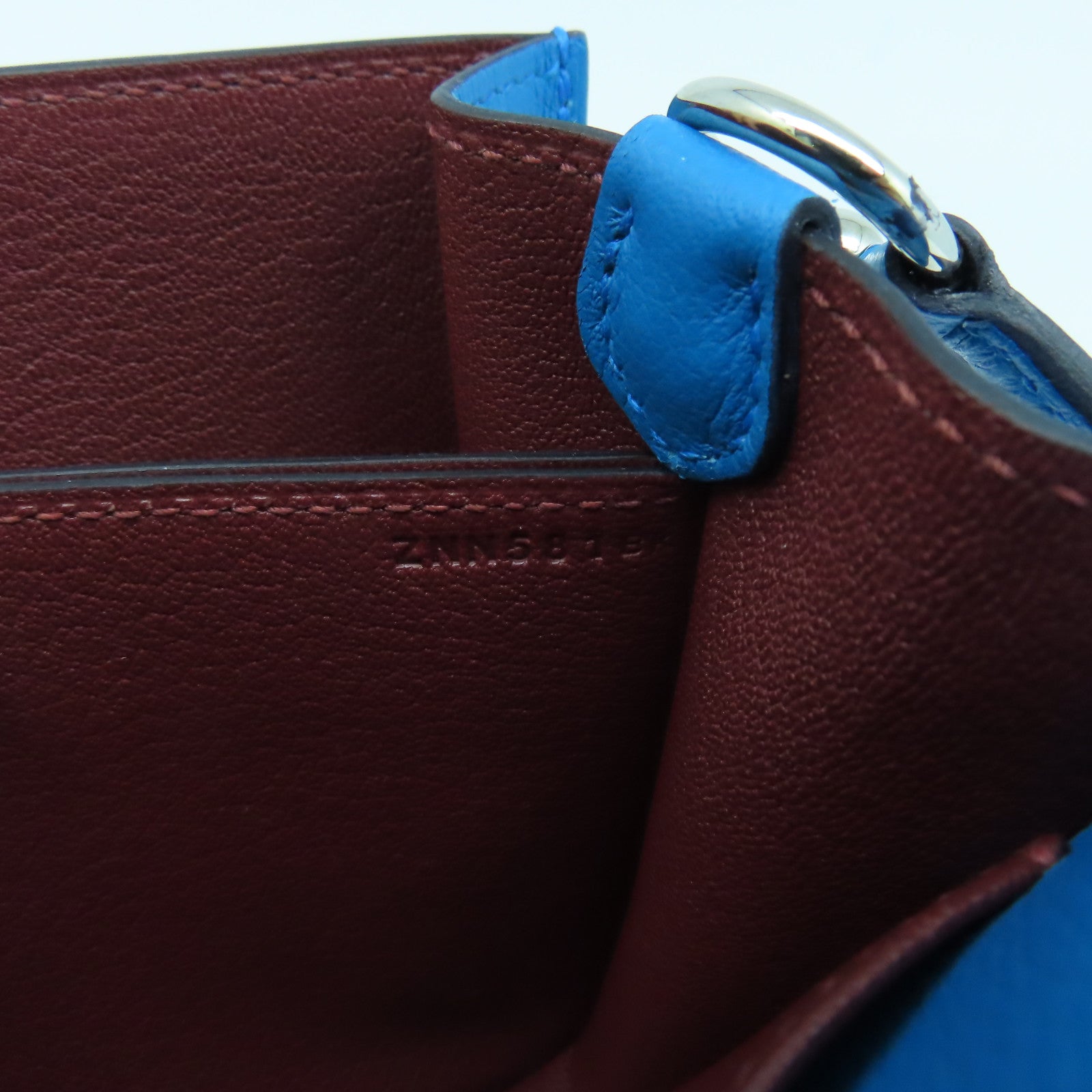 HERMES **【激減優惠】Evercolor皮革Mini Roulis銀扣肩背袋藍色