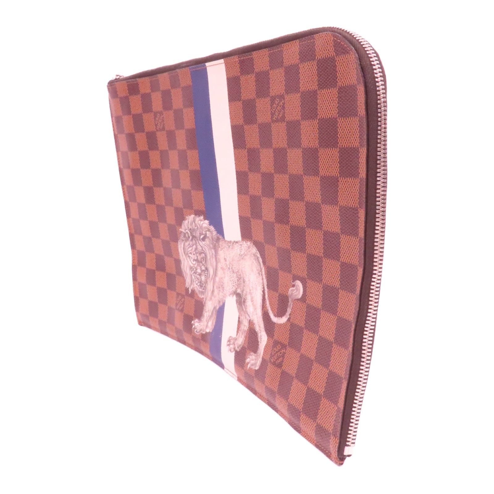 LOUIS VUITTON Damier Lion Chapman Pochette銀扣手拿包啡色