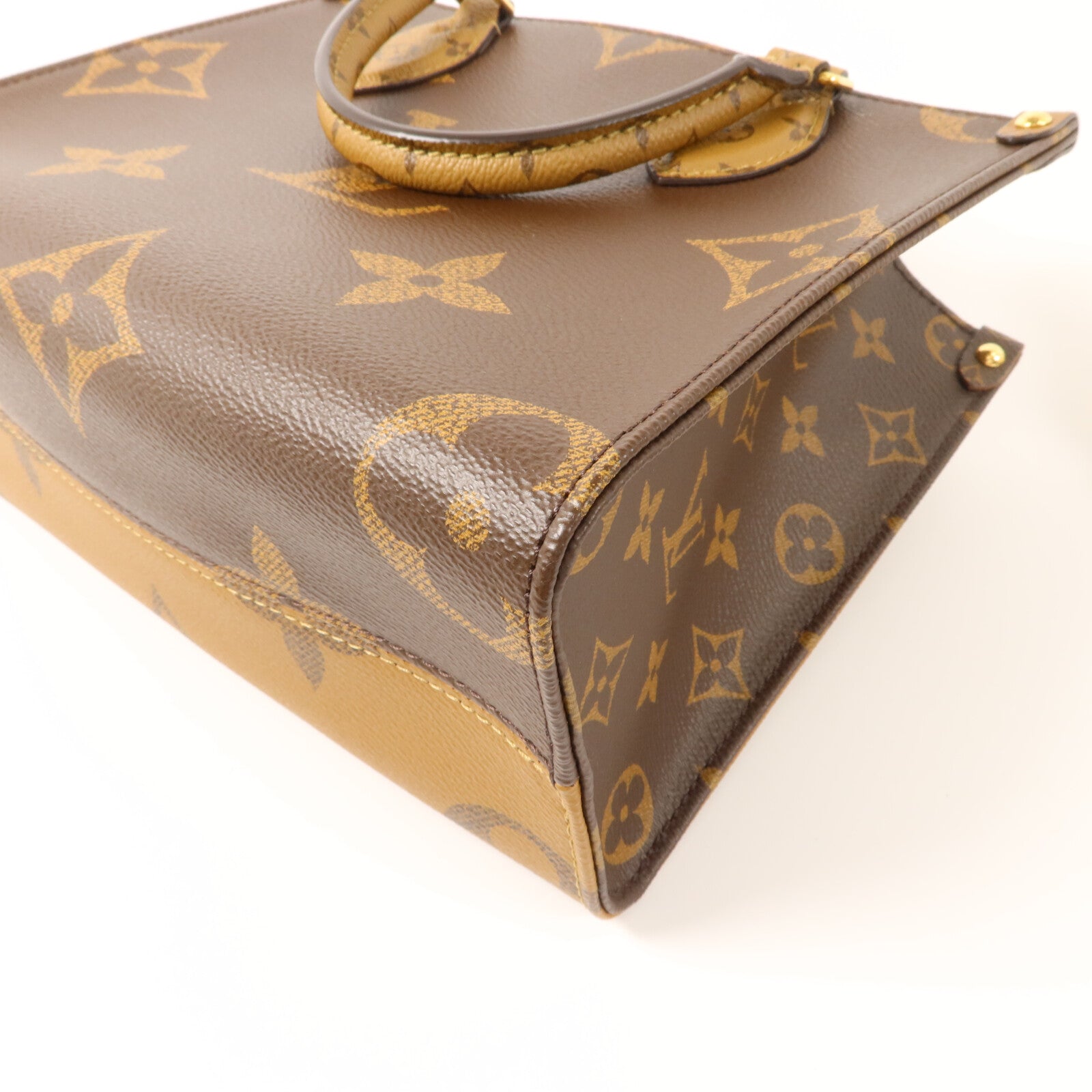 LOUIS VUITTON Monogram Giant OnTheGo PM金扣手挽肩背兩用袋棕色