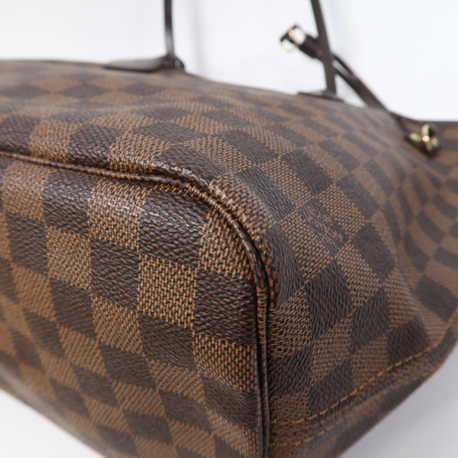 LOUIS VUITTON Damier Neverfull MM金扣肩背袋啡色