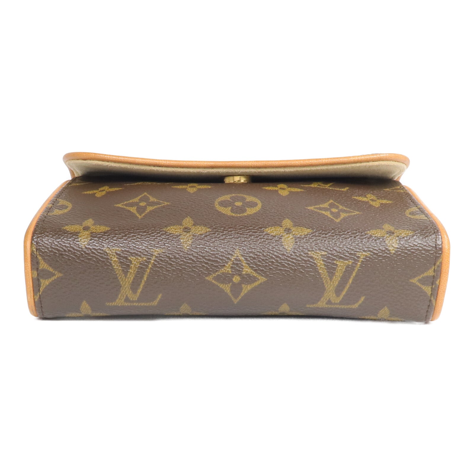 LOUIS VUITTON Monogram Pochette Florentine金扣腰包棕色