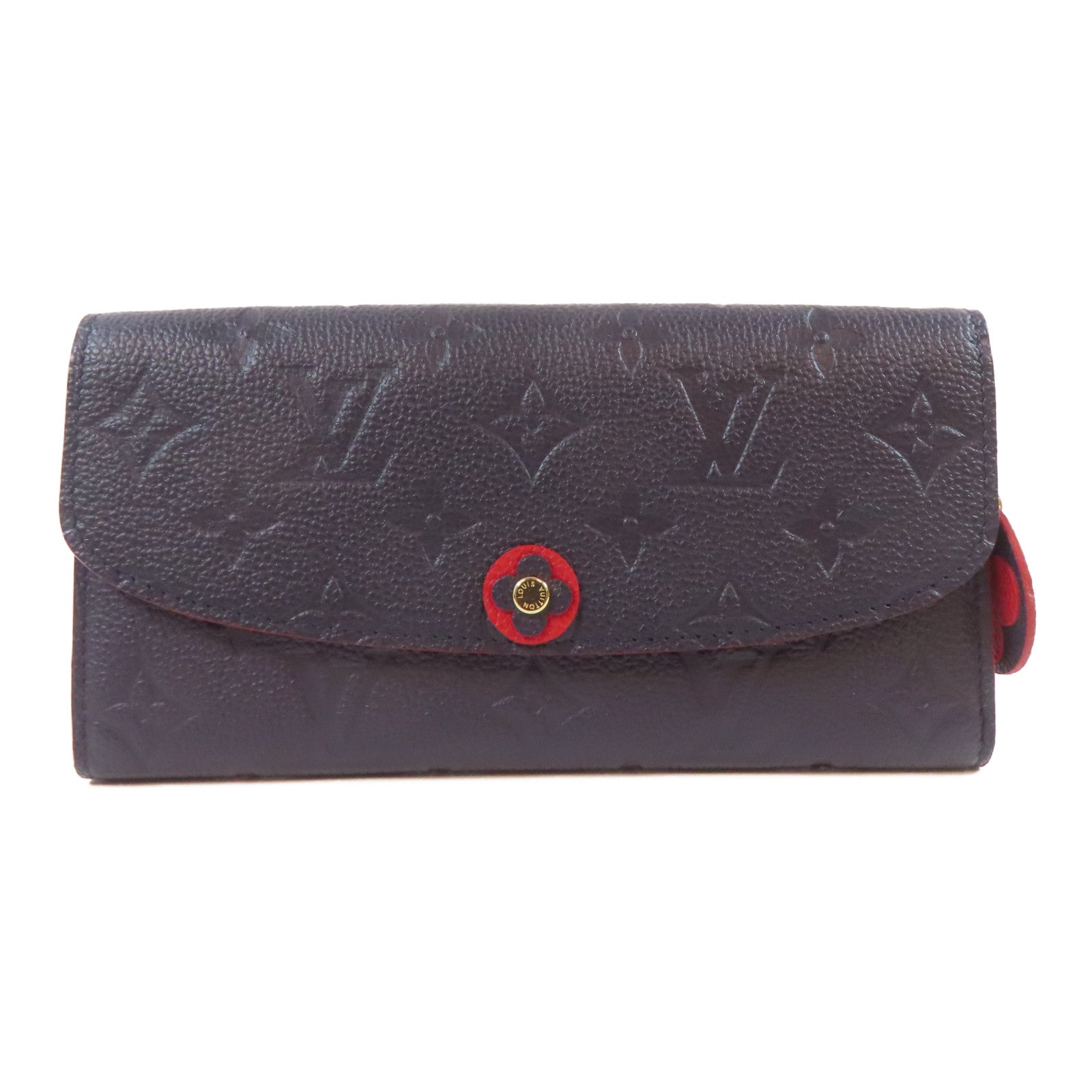 LOUIS VUITTON Monogram Empreinte Emilie金扣長錢包藍色/紅色