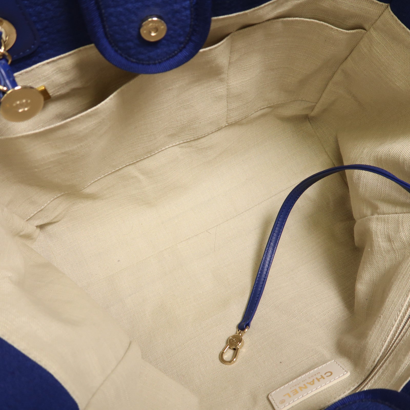 CHANEL 帆布Deauville Tote金扣手挽肩背兩用袋