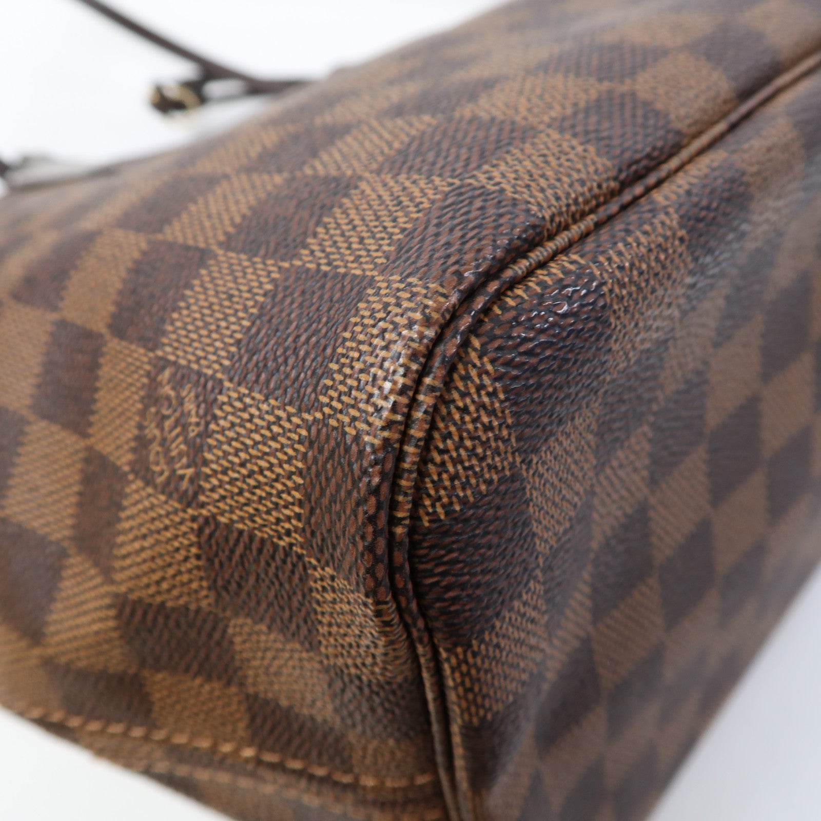 LOUIS VUITTON Damier Neverfull MM金扣肩背袋啡色