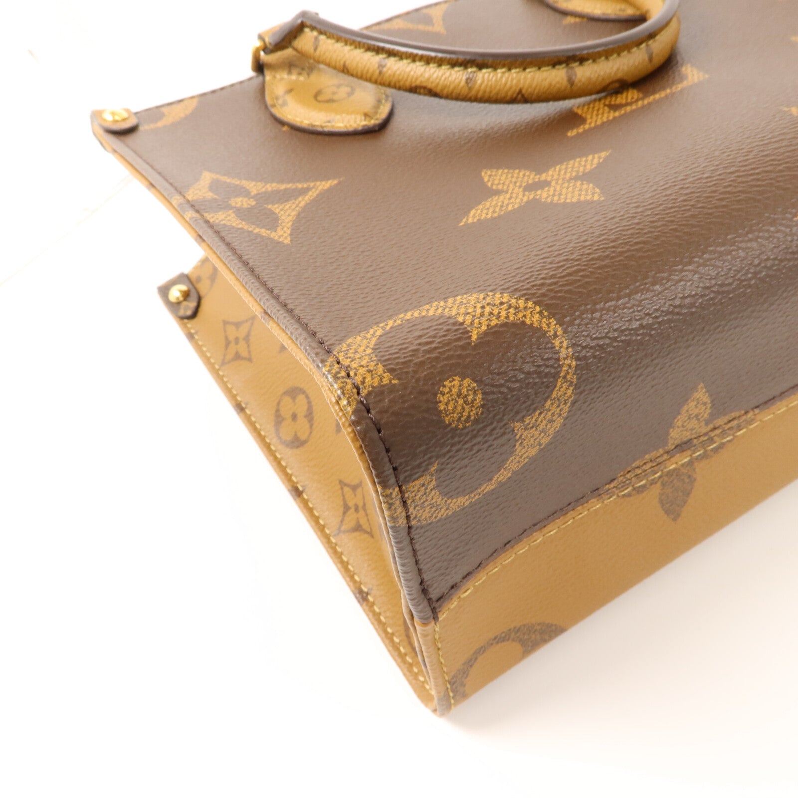 LOUIS VUITTON Monogram Giant OnTheGo PM金扣手挽肩背兩用袋棕色