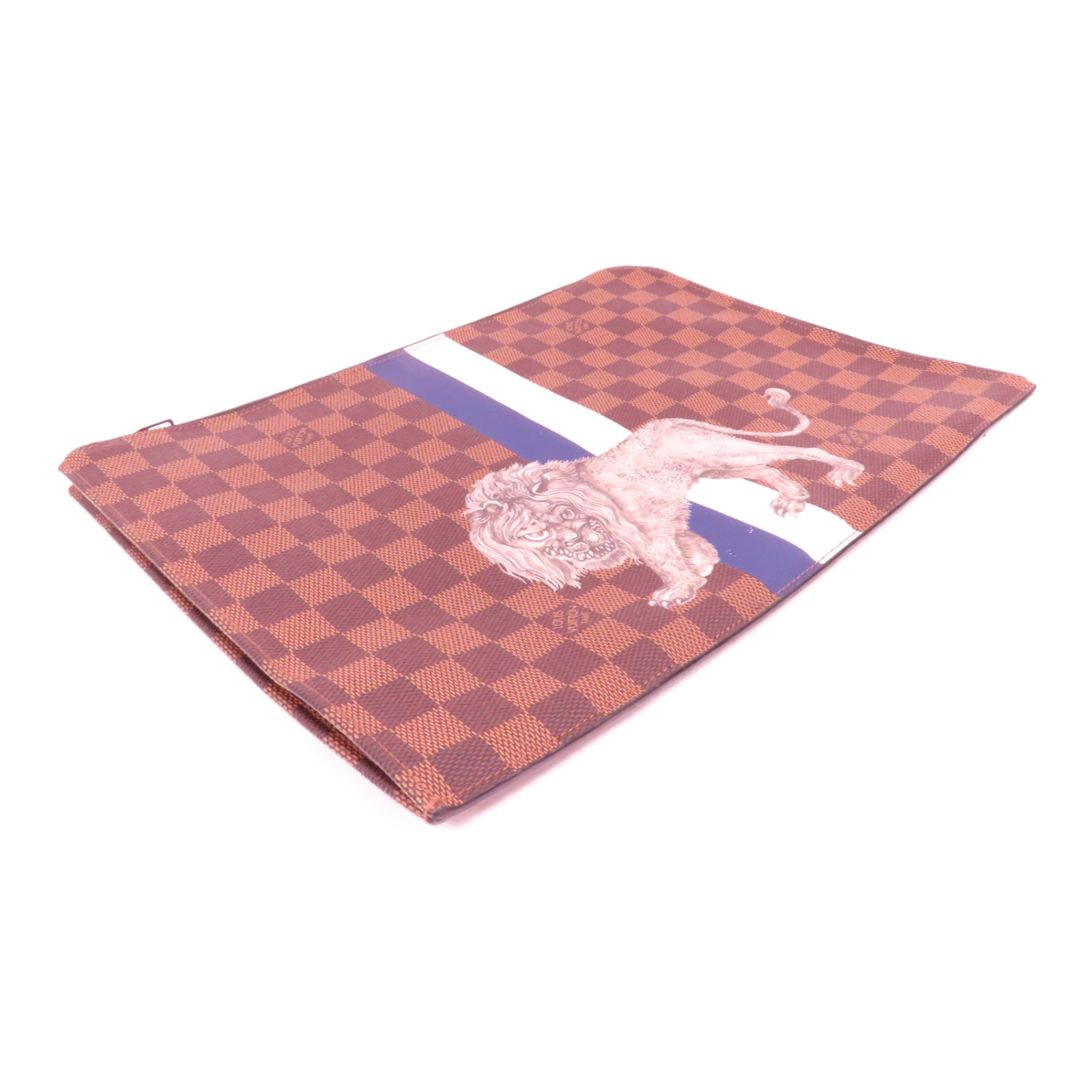 LOUIS VUITTON Damier Lion Chapman Pochette銀扣手拿包啡色
