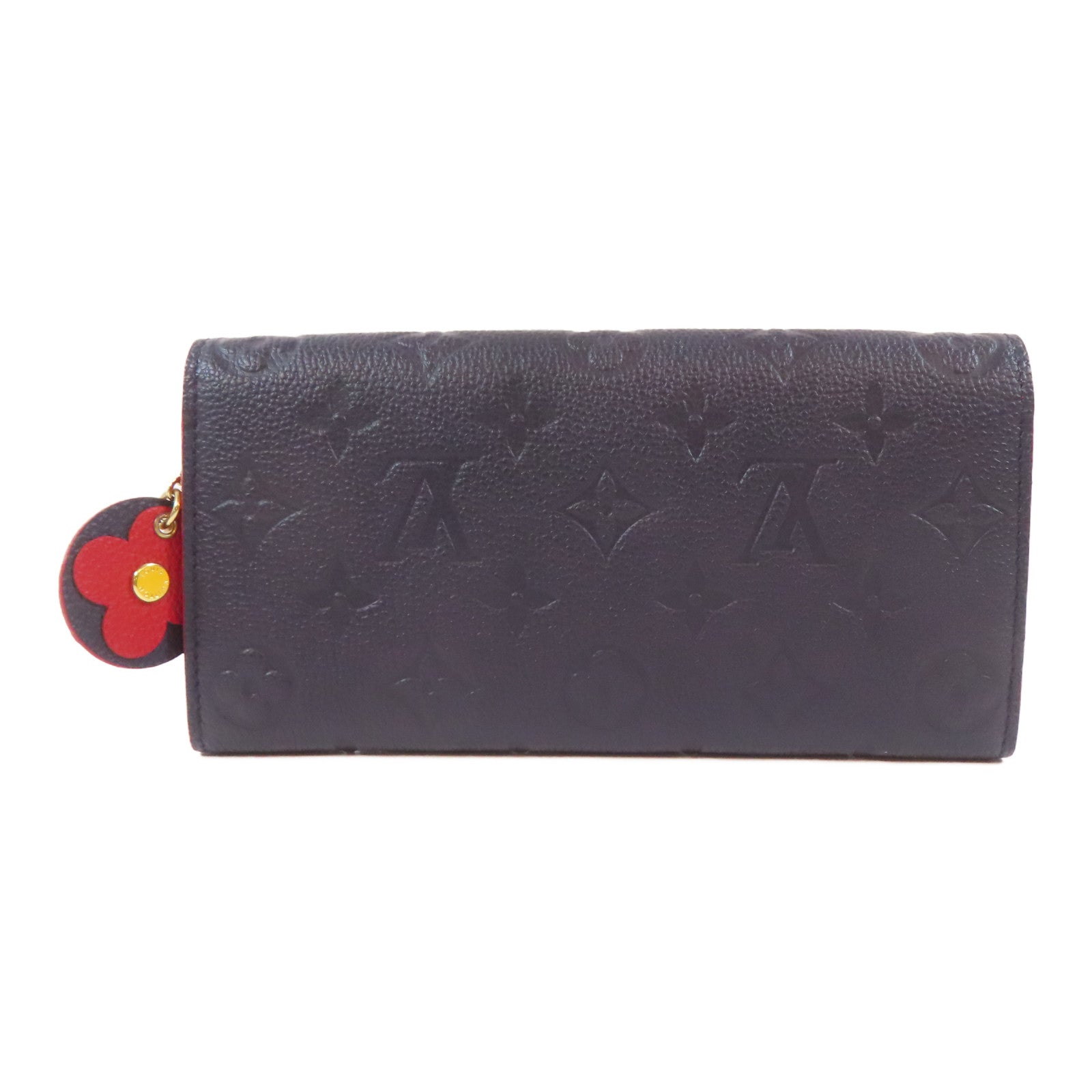 LOUIS VUITTON Monogram Empreinte Emilie金扣長錢包藍色/紅色