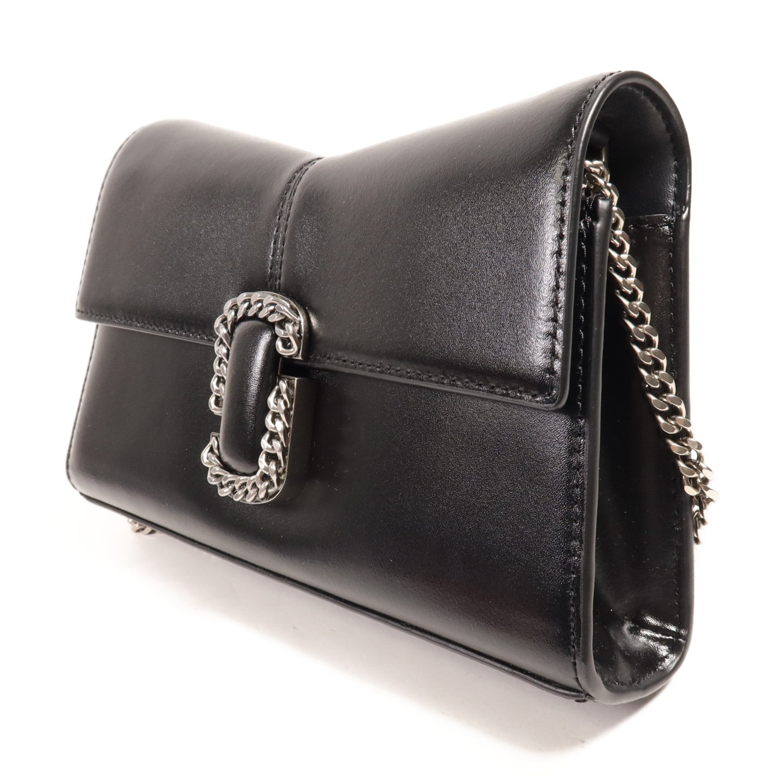 MARC JACOBS 牛皮皮革Chain Shoulder銀扣鏈帶肩背袋