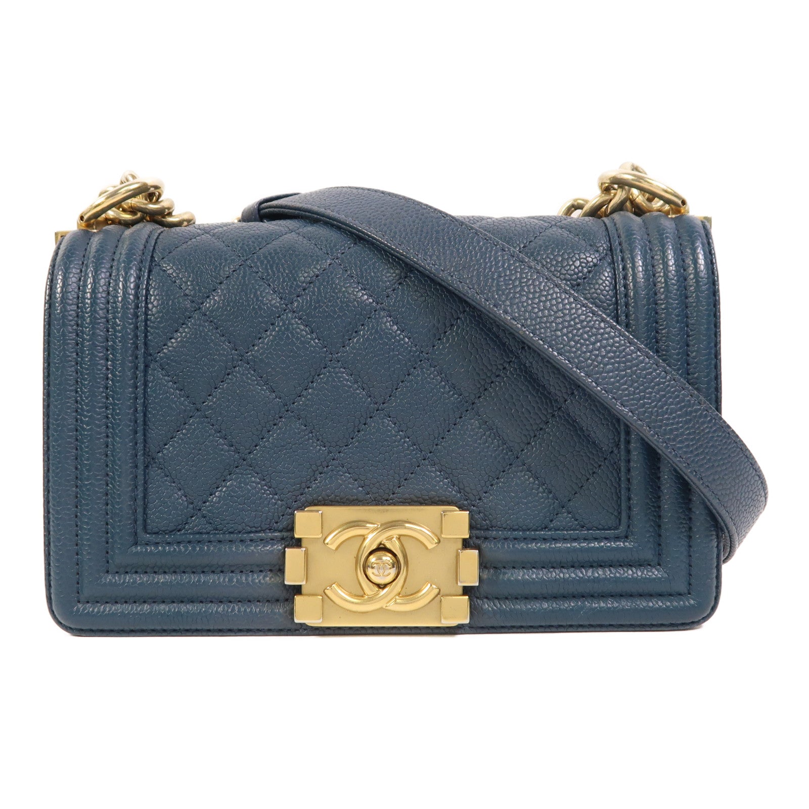 CHANEL 【激減優惠】牛皮皮革Boy 20金扣鏈帶肩背袋