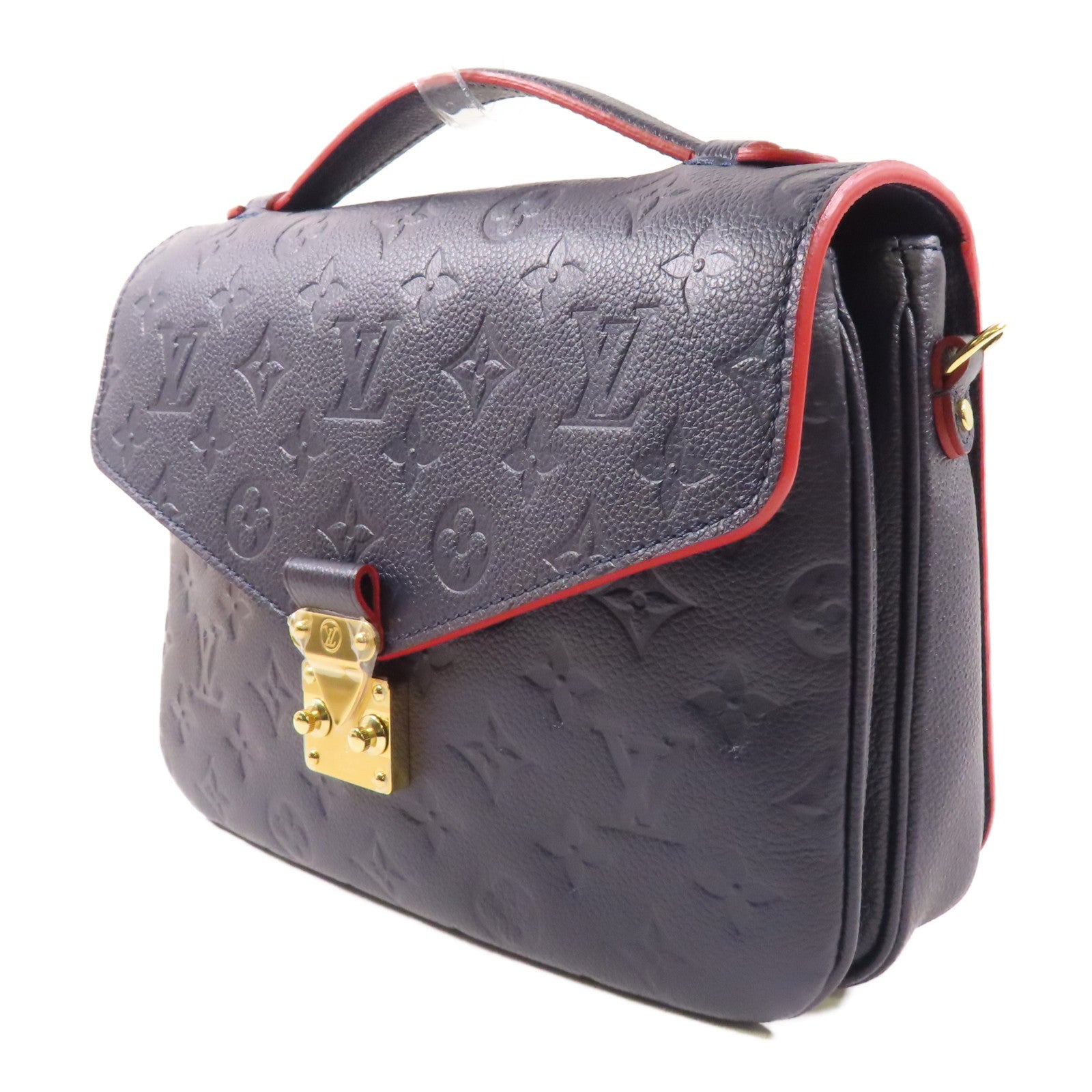 LOUIS VUITTON Monogram Empreinte Pochette Metis金扣手挽肩背兩用袋深藍色
