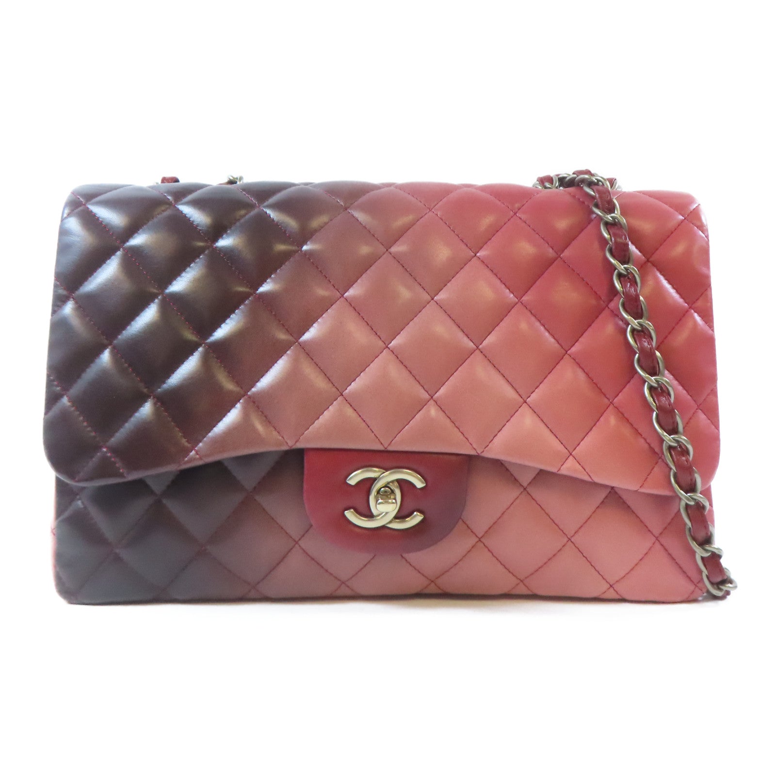 CHANEL 【激減優惠】菱格羊皮皮革Chain Shoulder Bag金扣鏈帶肩背袋紅色/粉紅色/黑色