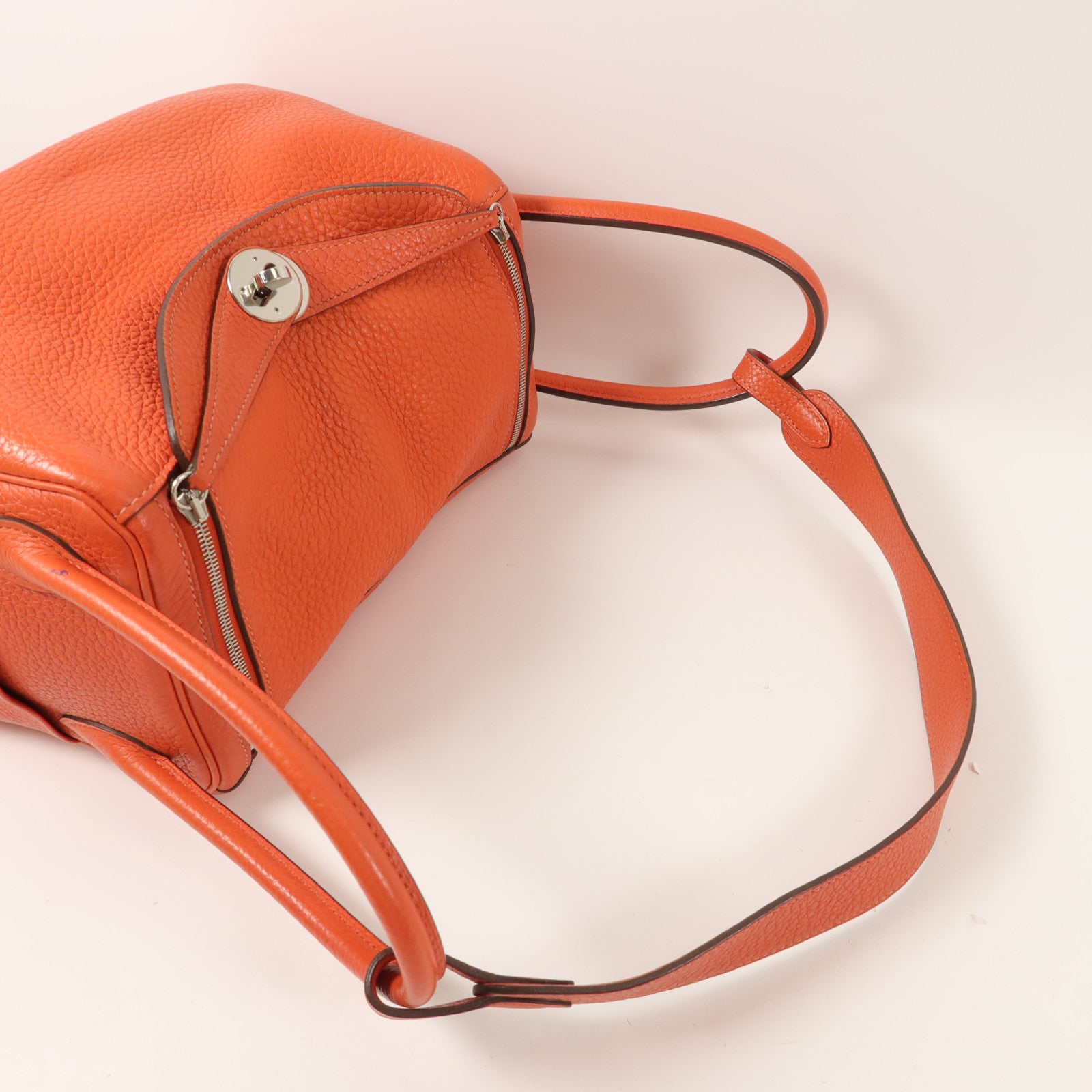 HERMES Clemence皮革Lindy 26手挽肩背兩用袋Orange Poppy