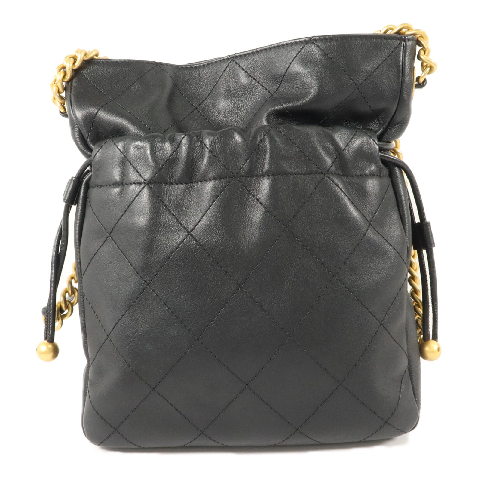 CHANEL 牛皮皮革Drawstring Bag鏈帶肩背袋