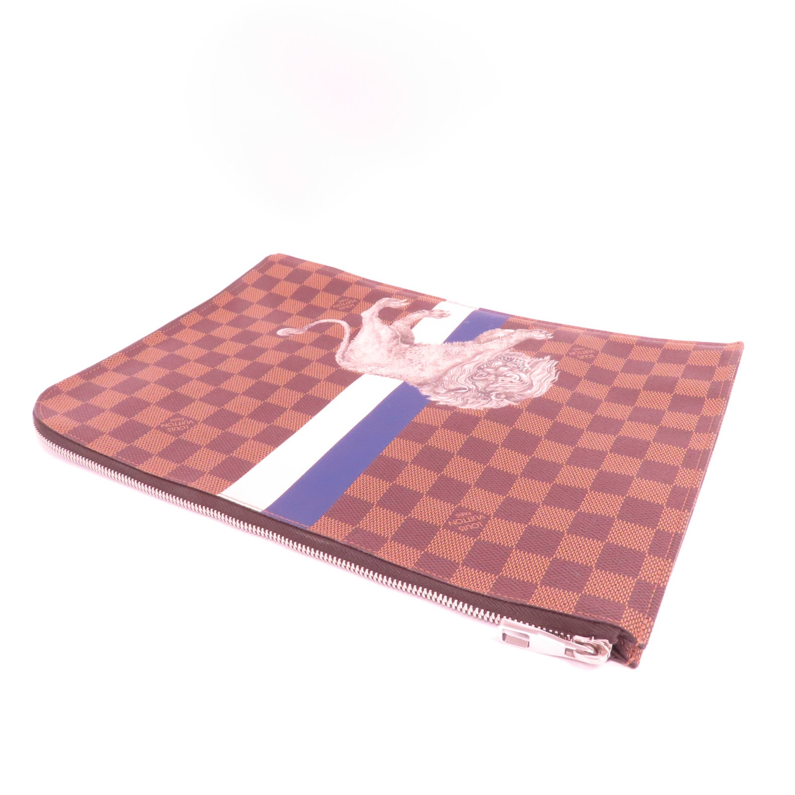 LOUIS VUITTON Damier Lion Chapman Pochette銀扣手拿包啡色