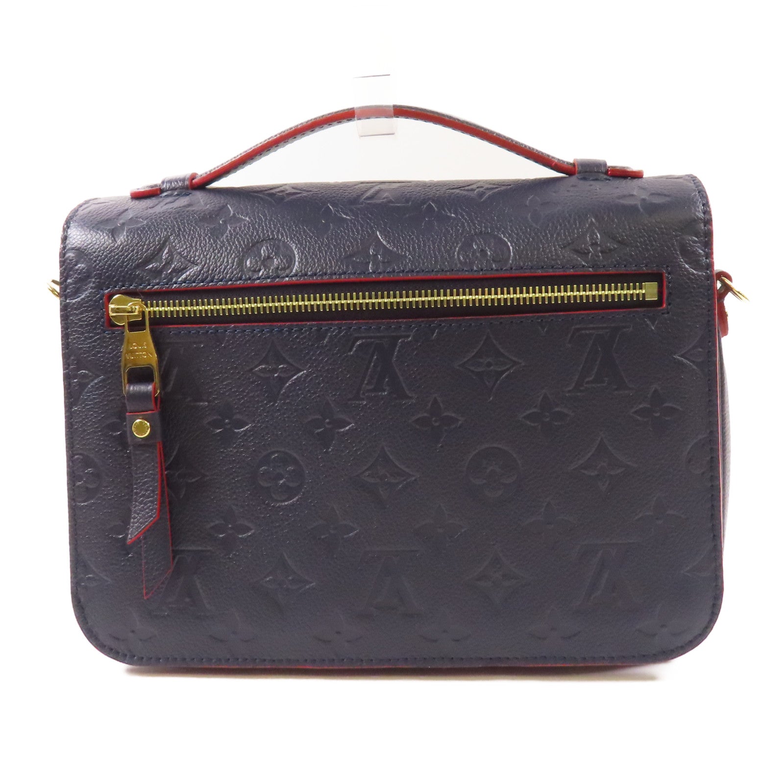 LOUIS VUITTON Monogram Empreinte Pochette Metis金扣手挽肩背兩用袋深藍色