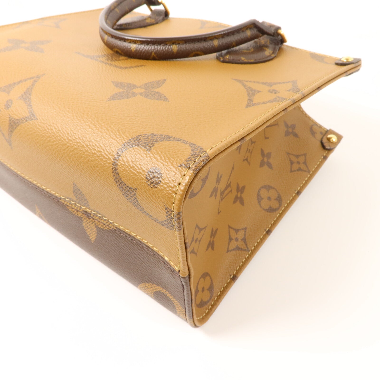 LOUIS VUITTON Monogram Giant OnTheGo PM金扣手挽肩背兩用袋棕色