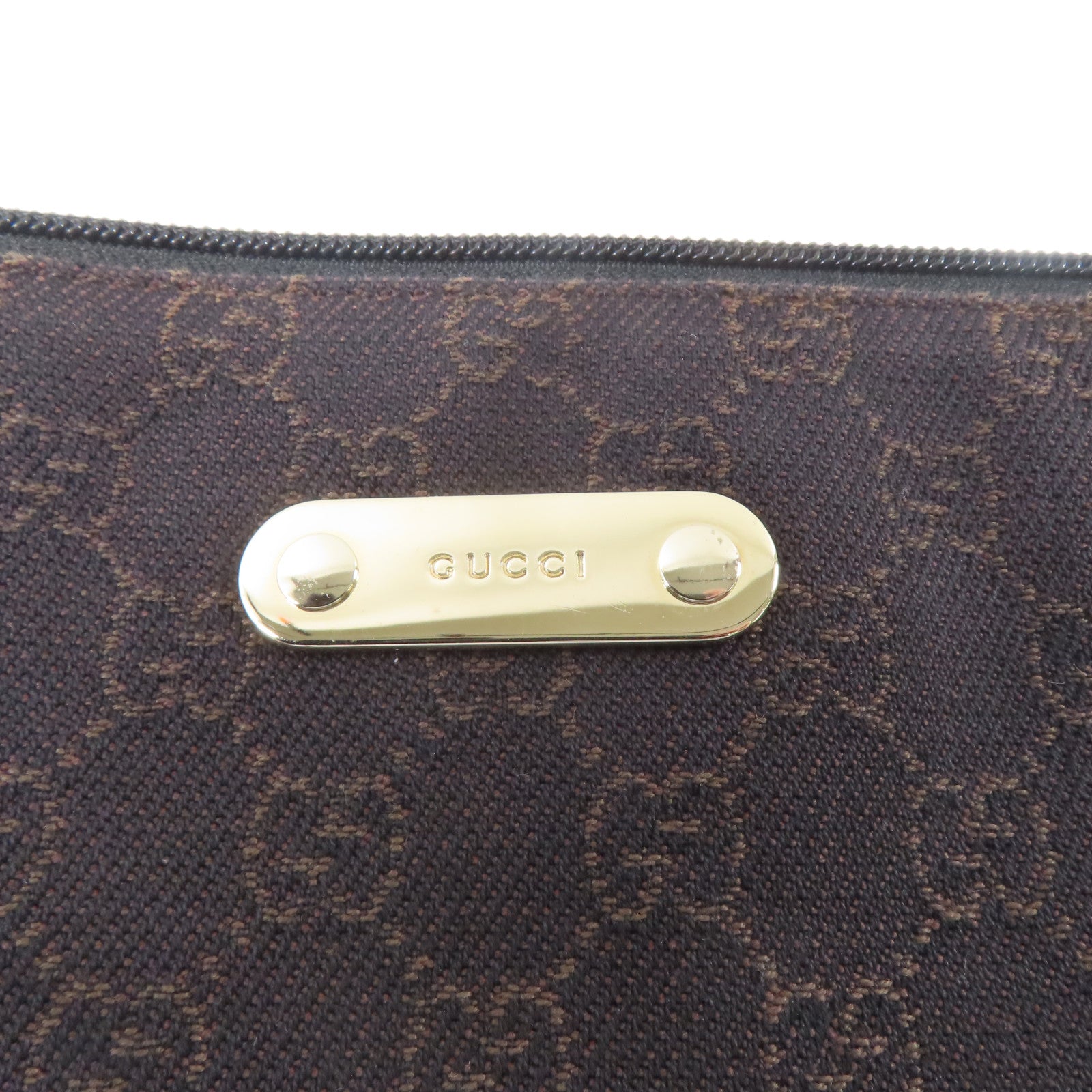 GUCCI 帆布Shoulder Bag銀扣肩背袋棕色