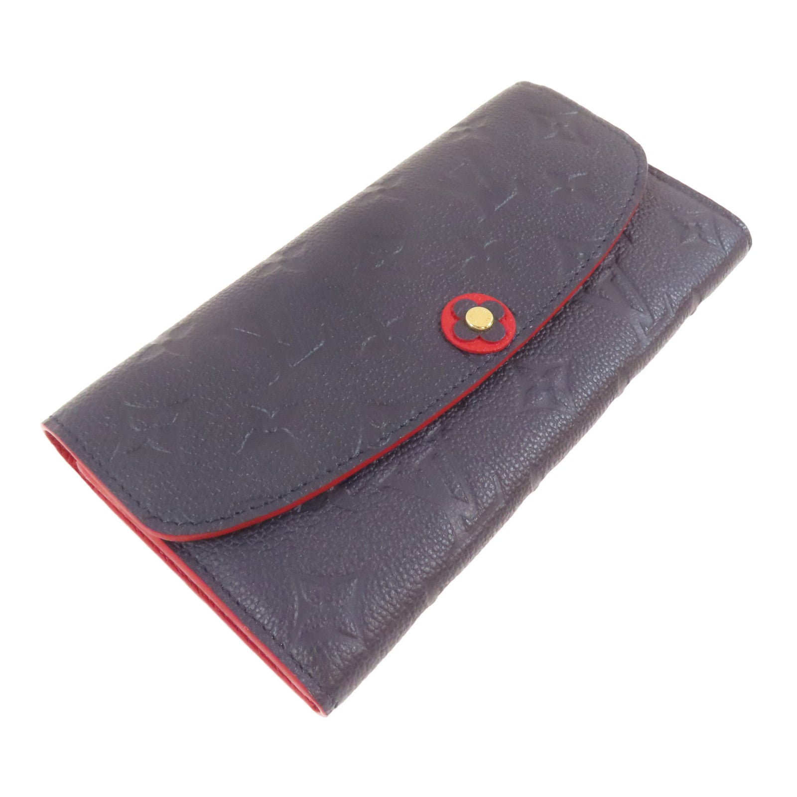 LOUIS VUITTON Monogram Empreinte Emilie金扣長錢包藍色/紅色