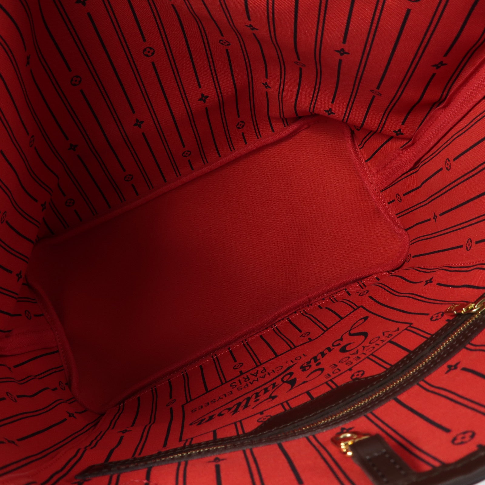 LOUIS VUITTON Damier Neverfull MM金扣肩背袋啡色
