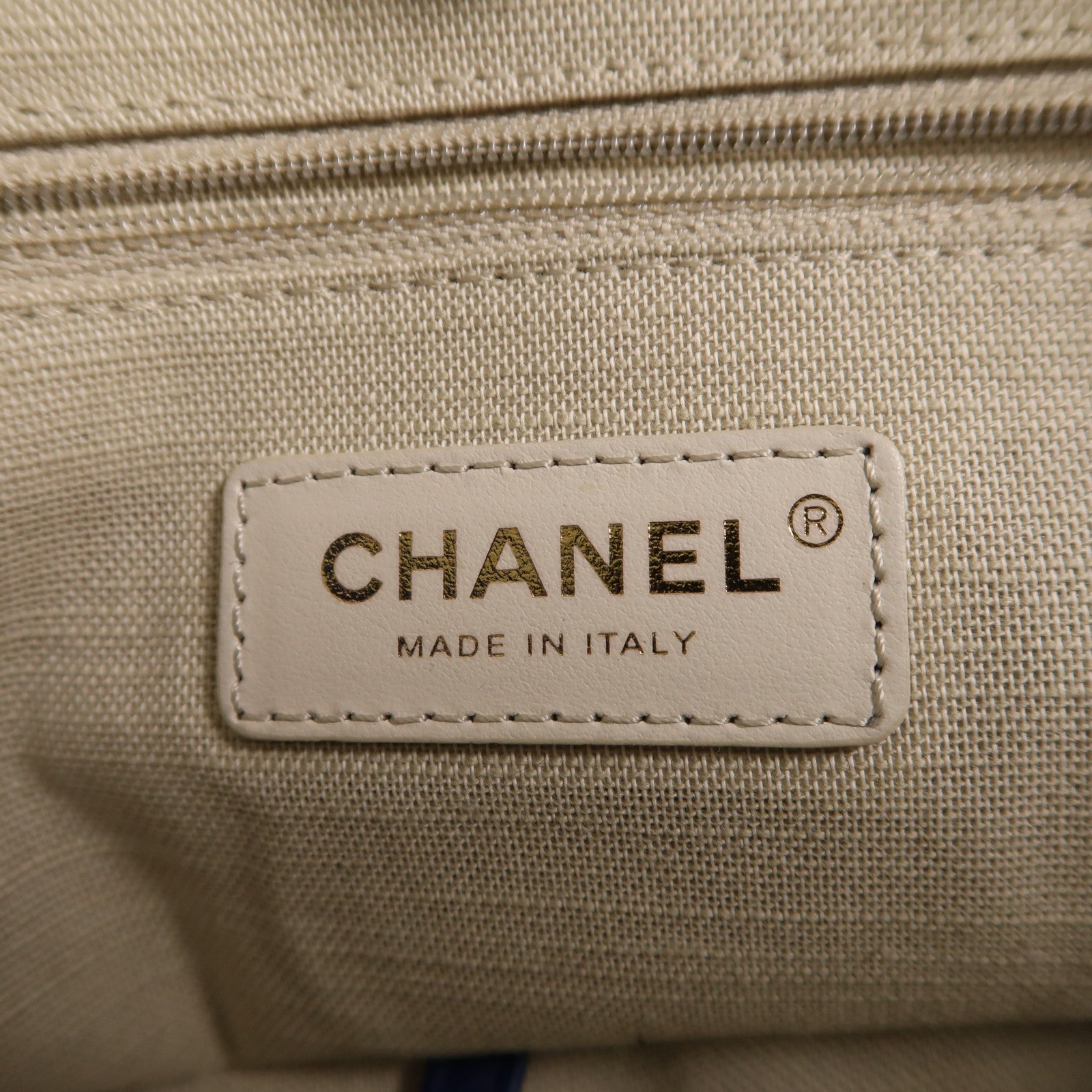 CHANEL 帆布Deauville Tote金扣手挽肩背兩用袋