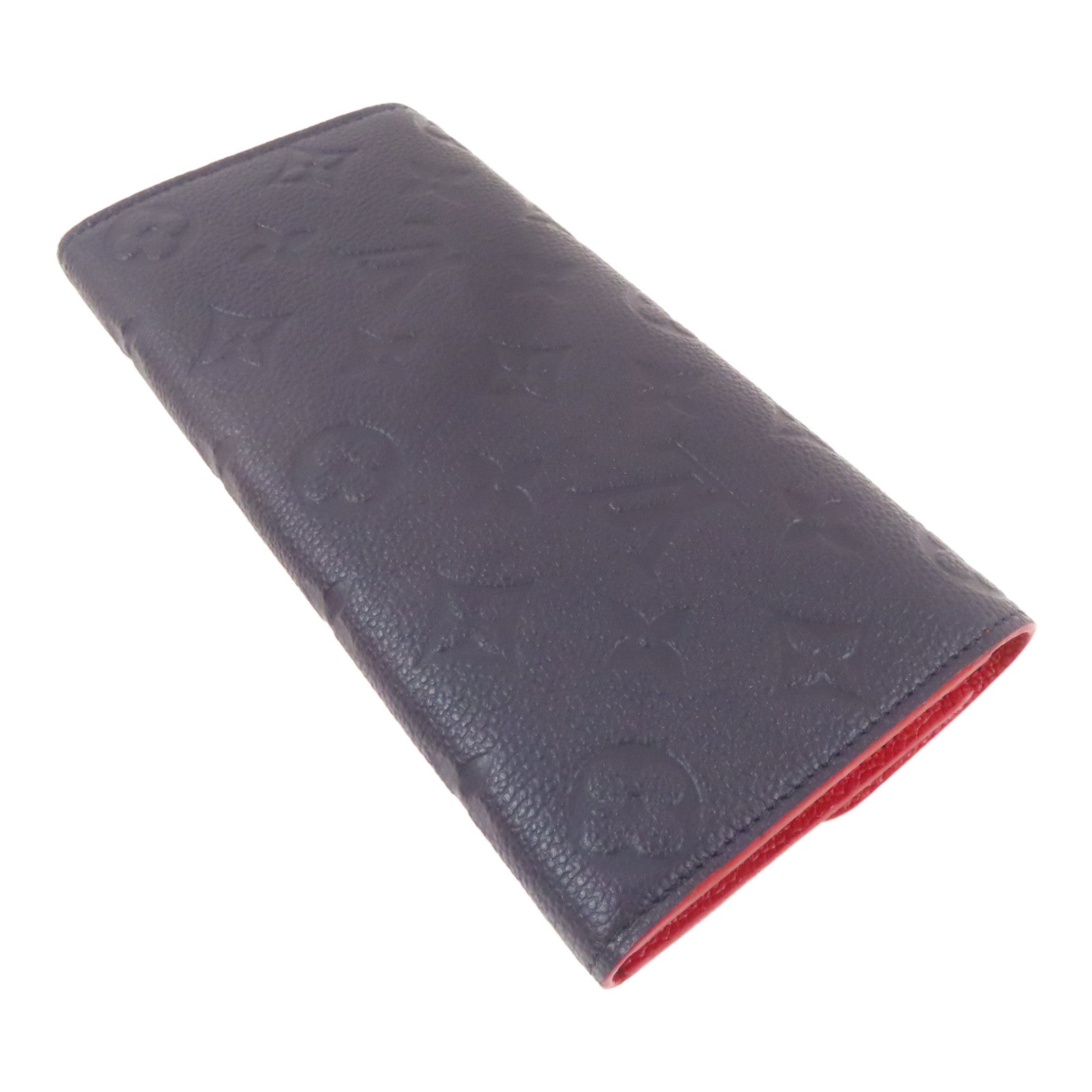 LOUIS VUITTON Monogram Empreinte Emilie金扣長錢包藍色/紅色