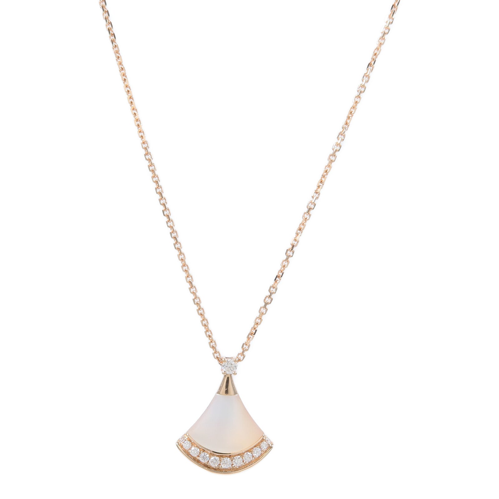 BVLGARI 18K玫瑰金Divas Dream Necklace珍珠母貝/鑽石項鍊