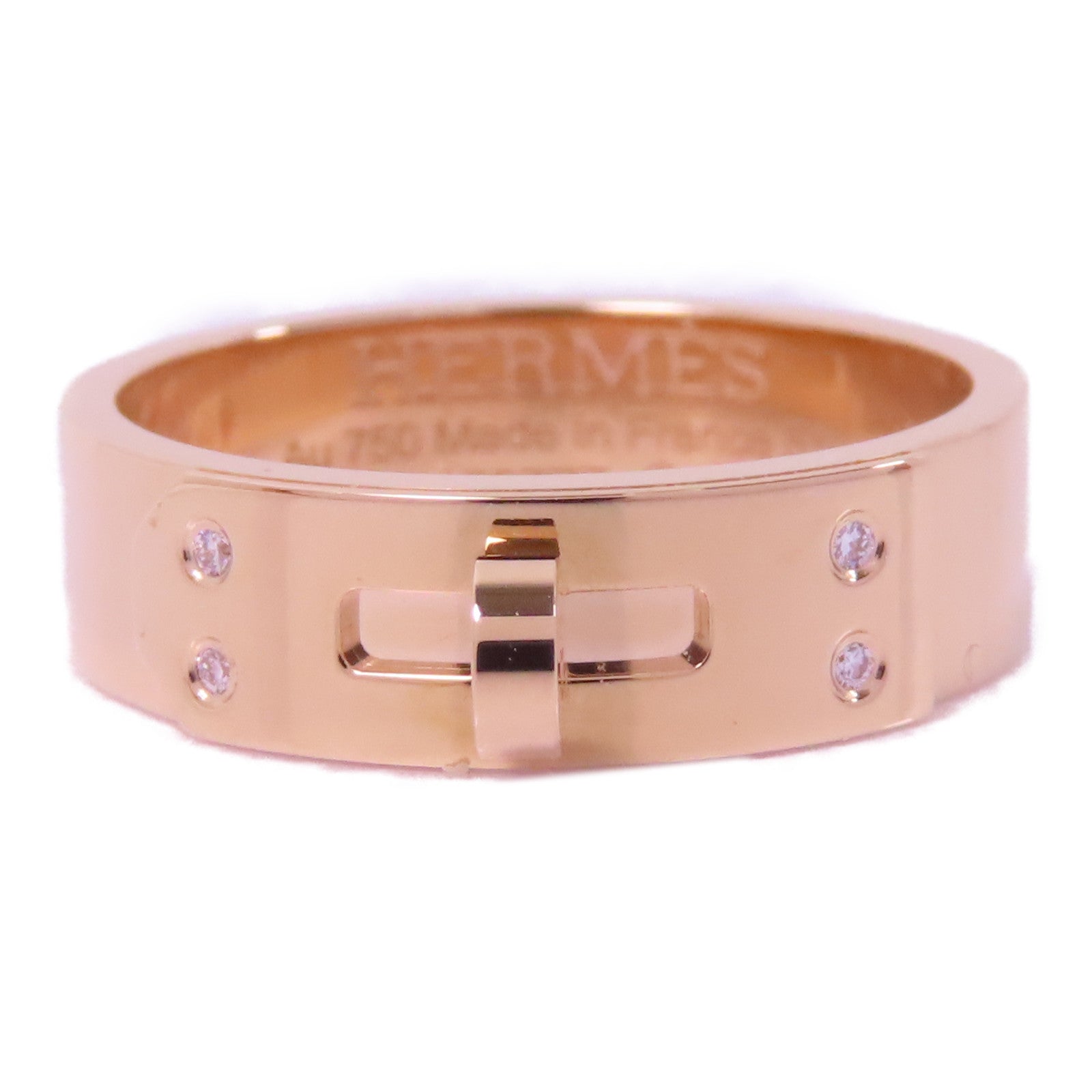 HERMES 18K玫瑰金Kelly Small Model Diamond Ring鑽石戒指US#5.75