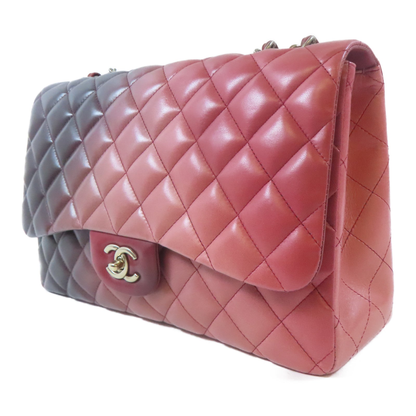 CHANEL 【激減優惠】菱格羊皮皮革Chain Shoulder Bag金扣鏈帶肩背袋紅色/粉紅色/黑色