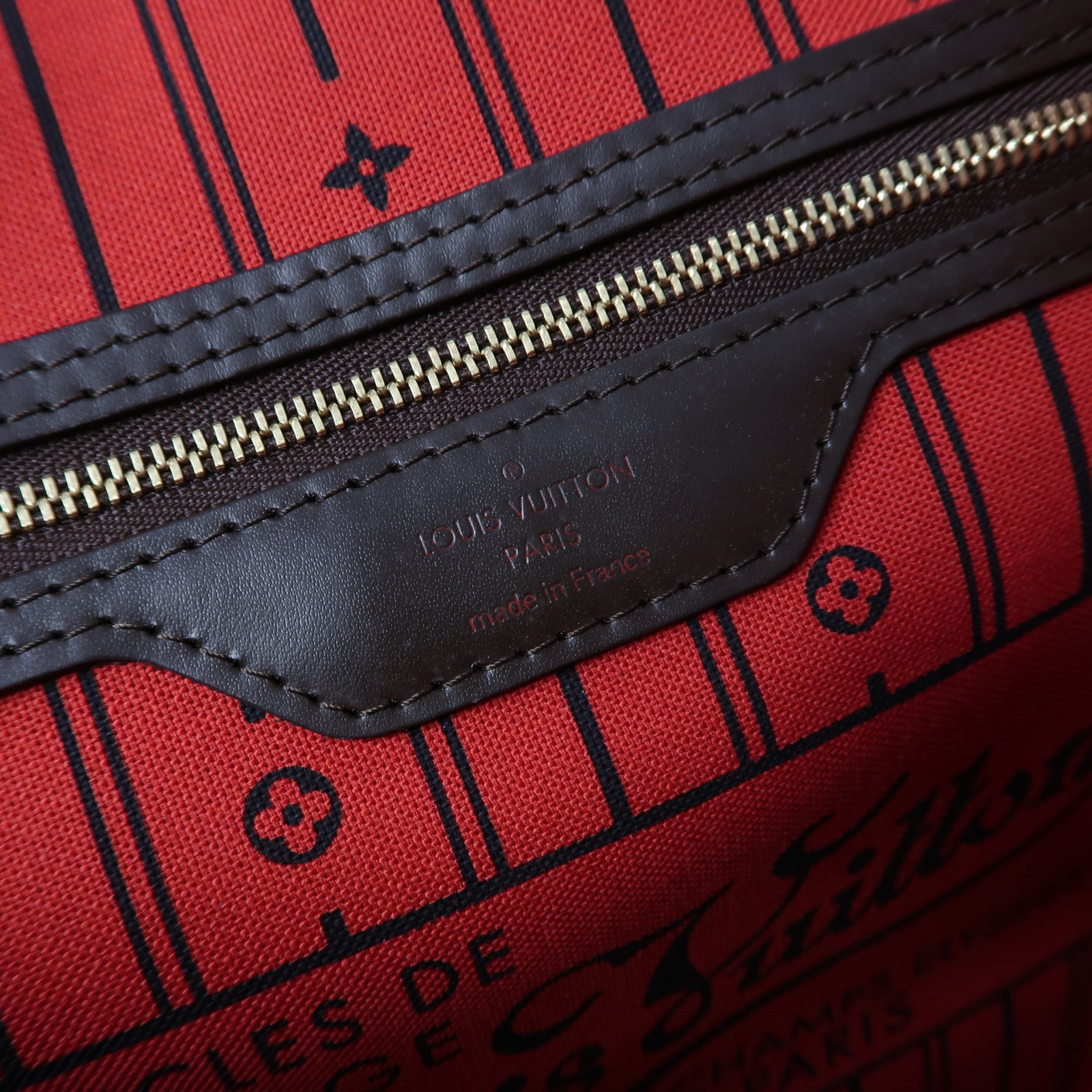 LOUIS VUITTON Damier Neverfull MM金扣肩背袋啡色