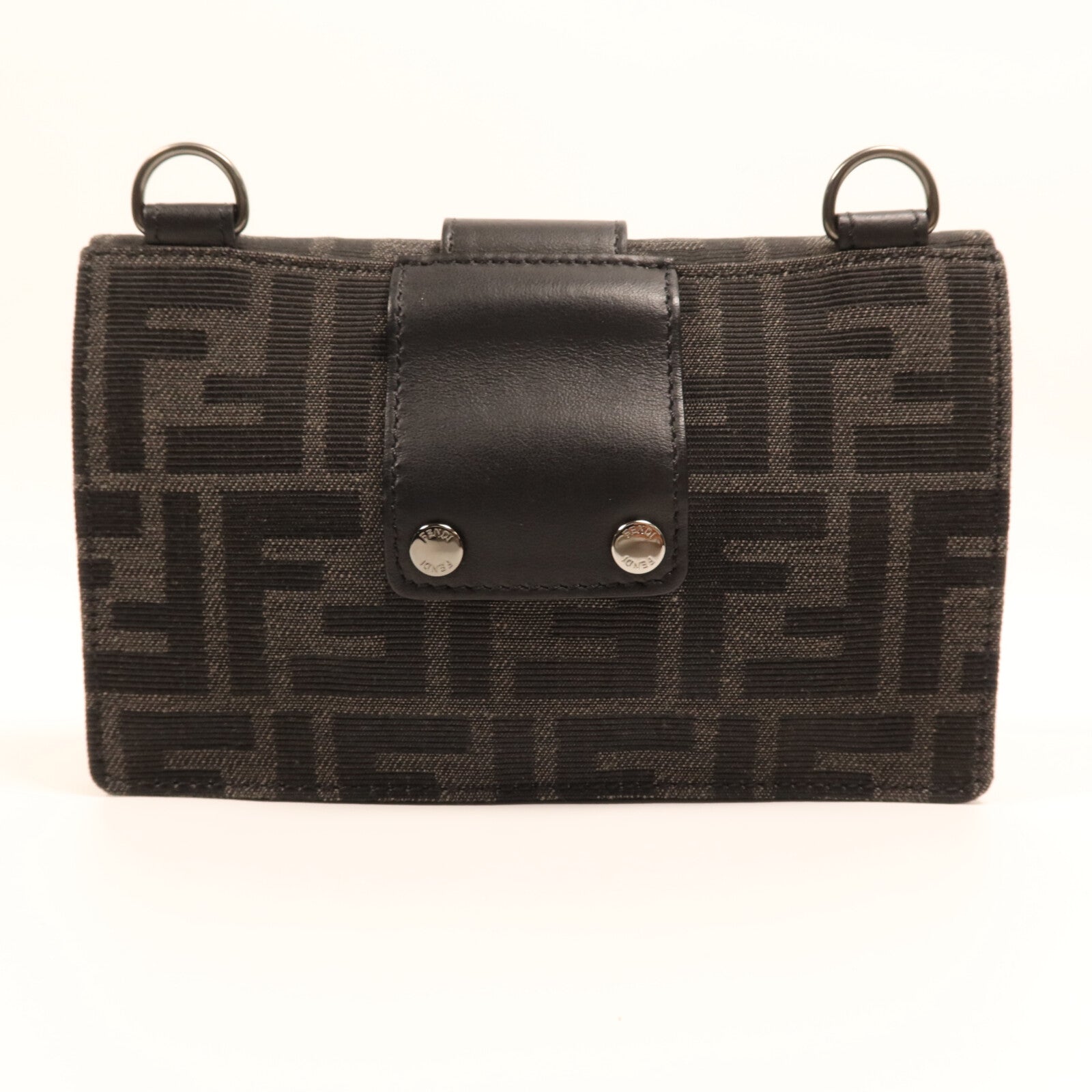 FENDI 尼龍/帆布/皮革Marsupio Baguette銀扣肩背袋
