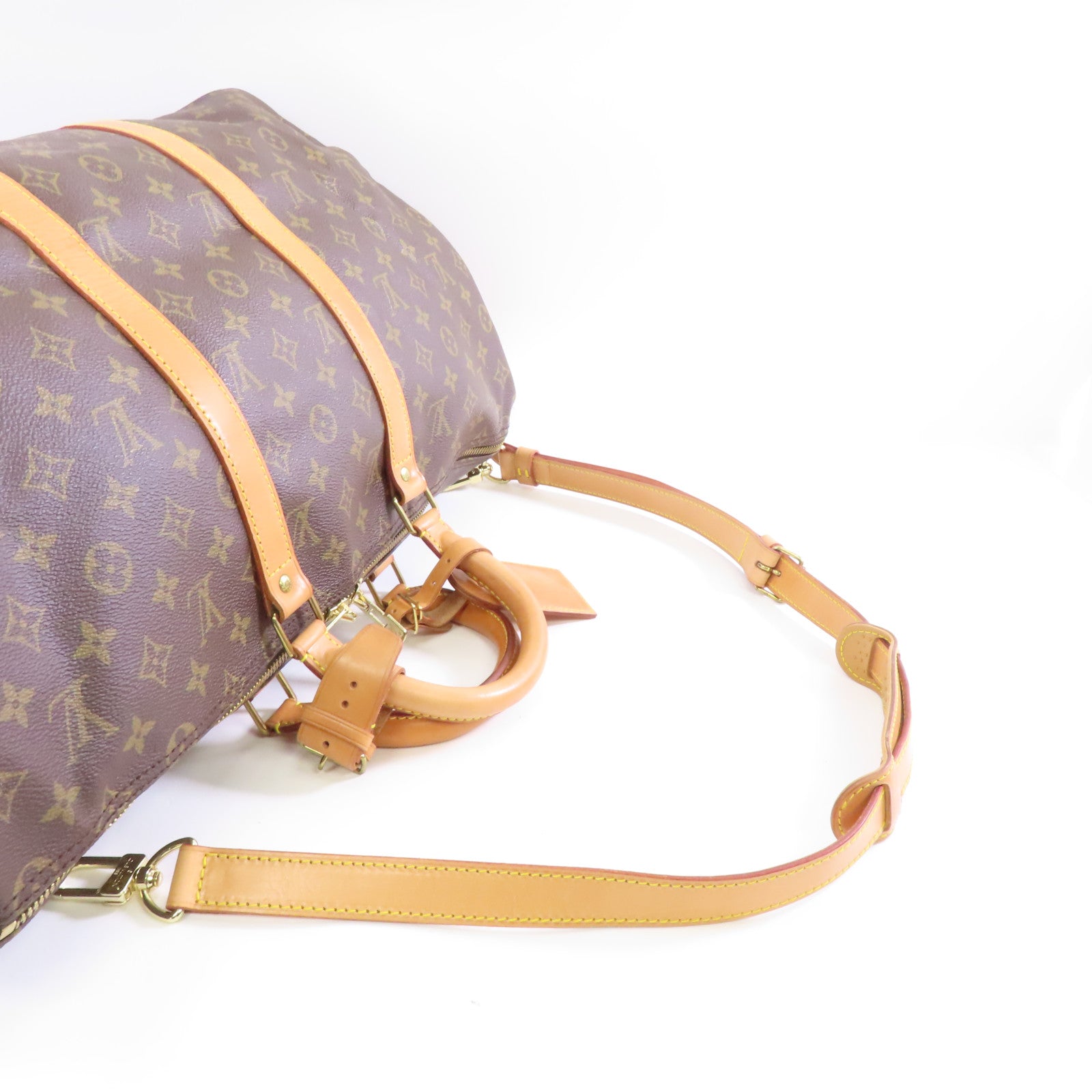 LOUIS VUITTON Monogram Keepall Bandouliere 50金扣波士顿包手挽肩背兩用袋棕色