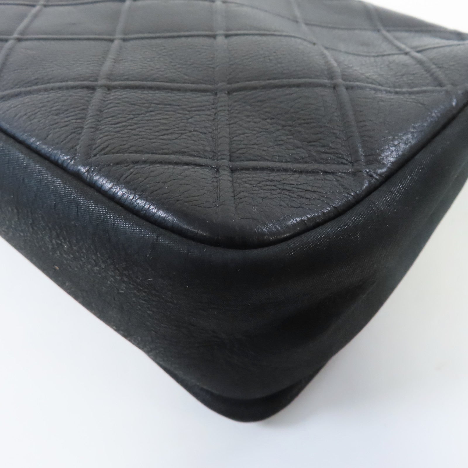 CHANEL 牛皮皮革Chain Shoulder銀扣鏈帶肩背袋黑色
