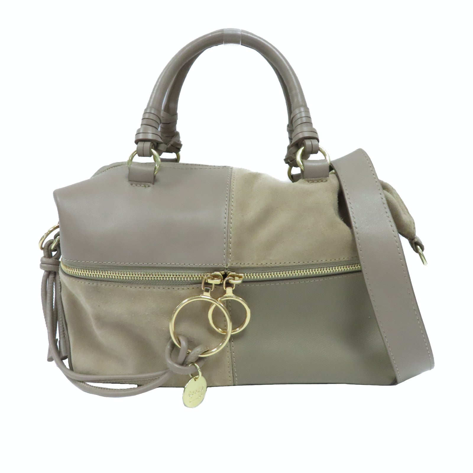 SEE BY CHLOE 【激減優惠】牛皮皮革Shoulder Bag金扣手挽肩背兩用袋米色
